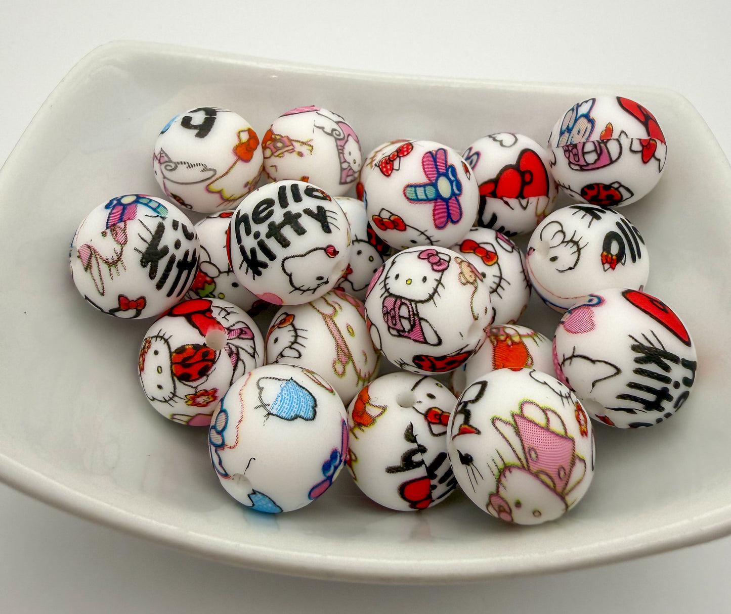 Hello Kitty Printed Silicone DIY Pen Keychain Beads