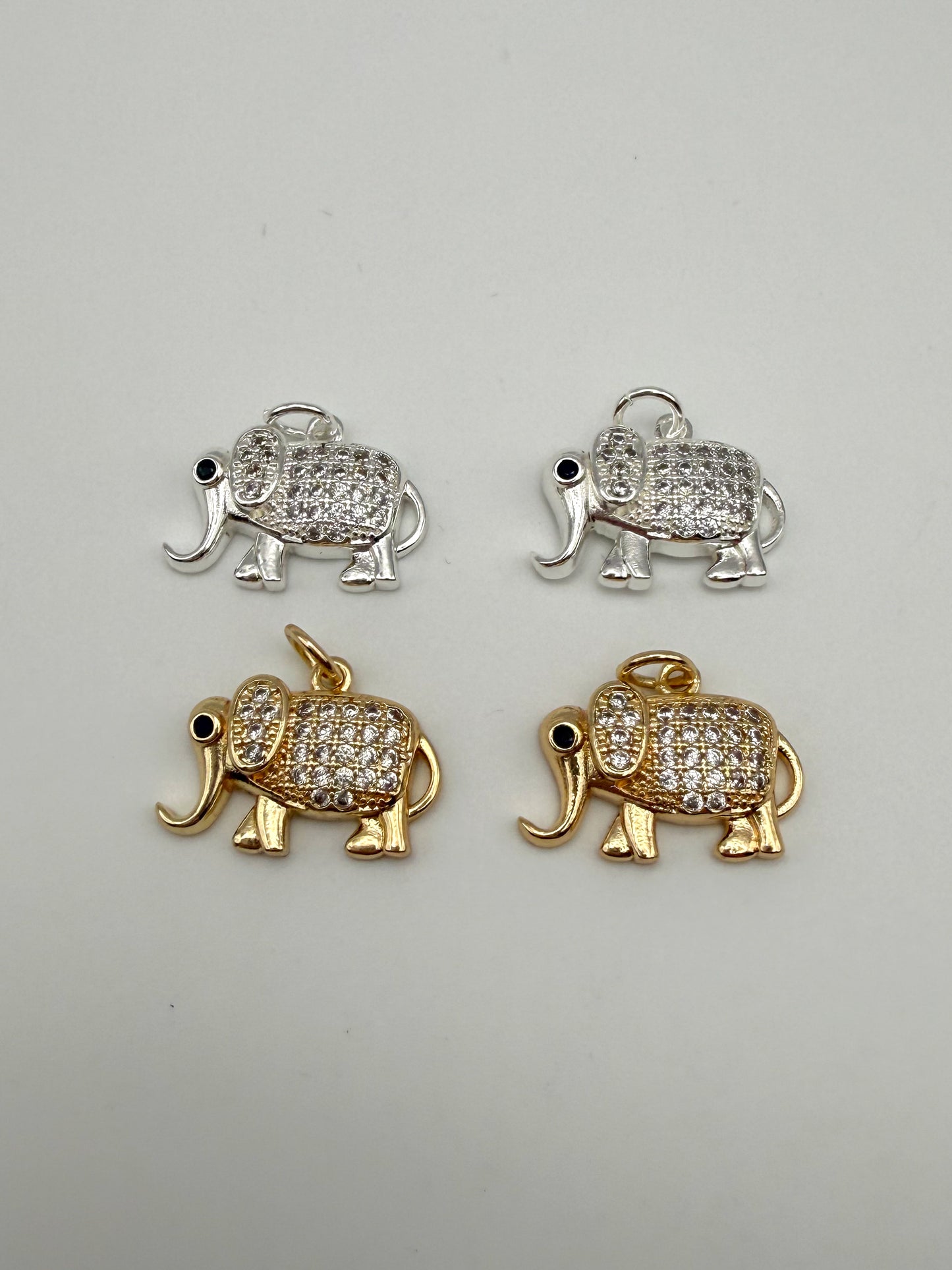 Bling Gold & Silver Elephant Metal Charm Pendants