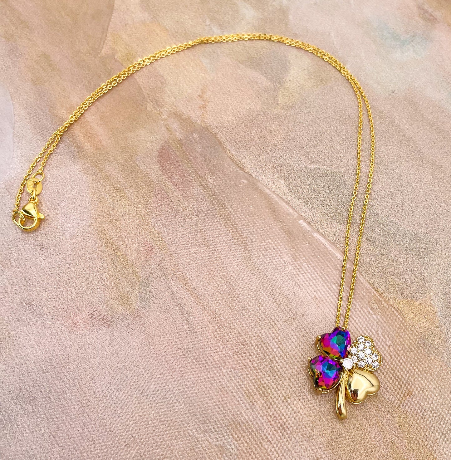 Swarovski Crystal Lucky Clover 18K Gold Necklace