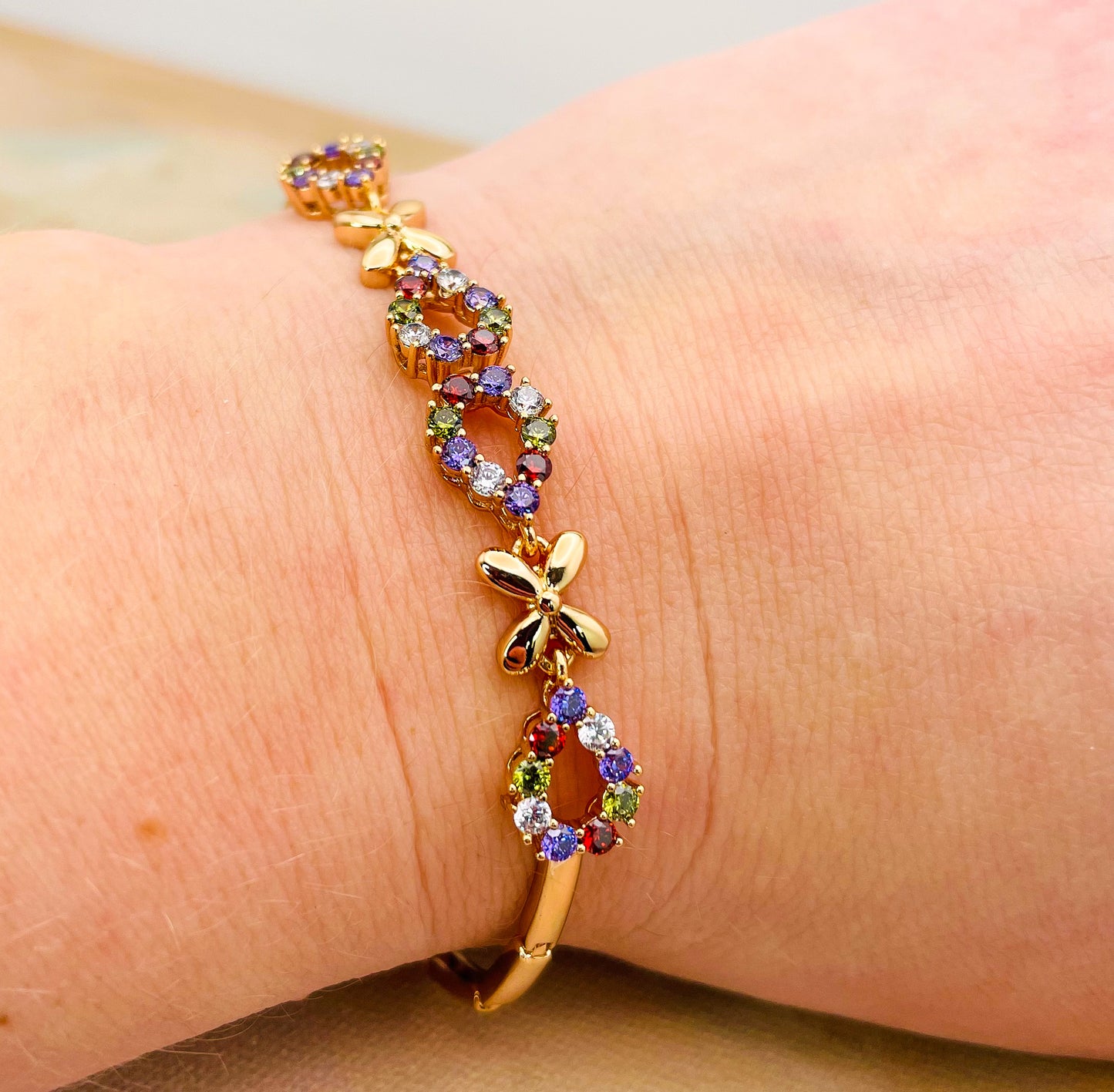 X’s & O’s Gold Crystal Bracelet