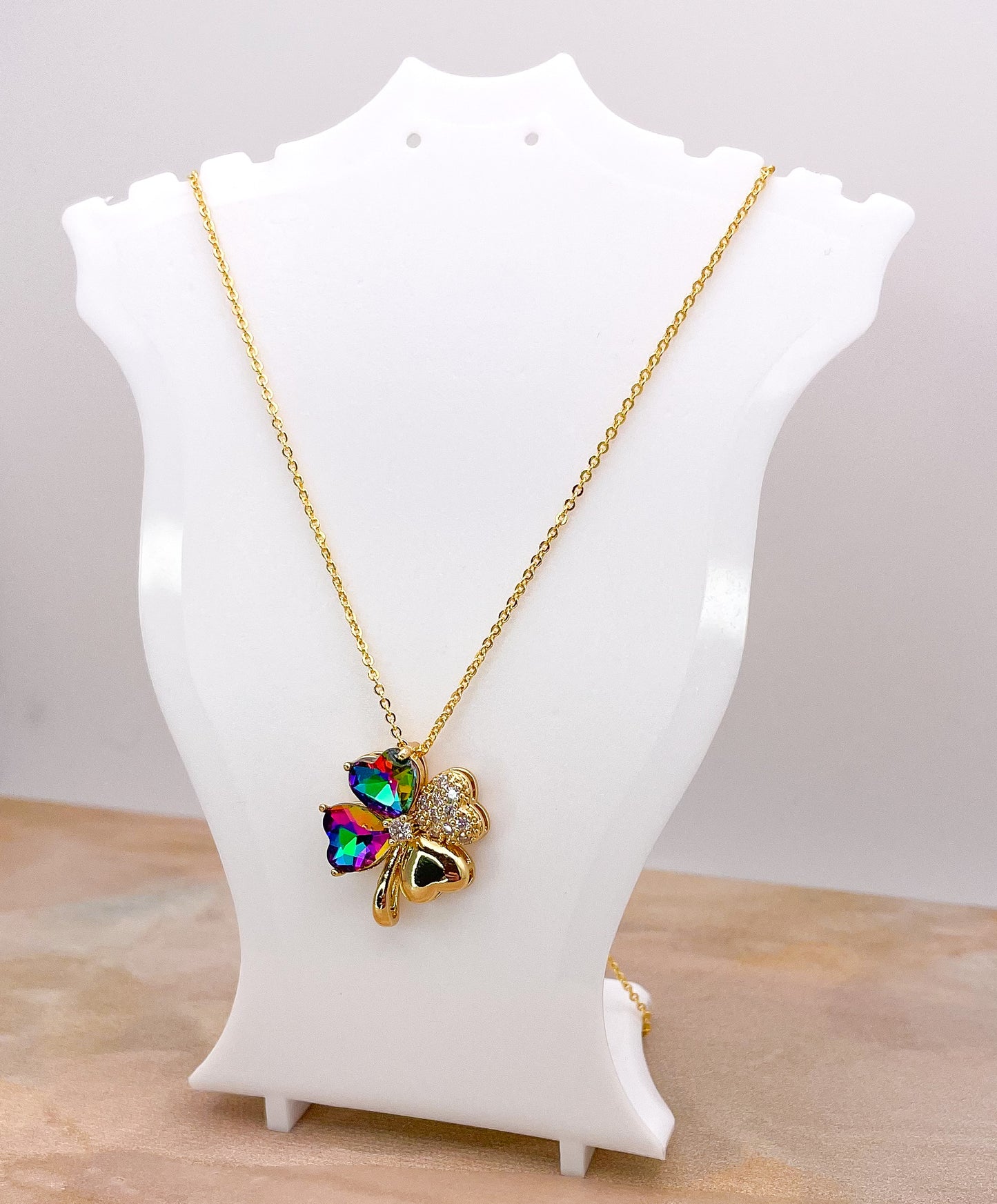 Swarovski Crystal Lucky Clover 18K Gold Necklace