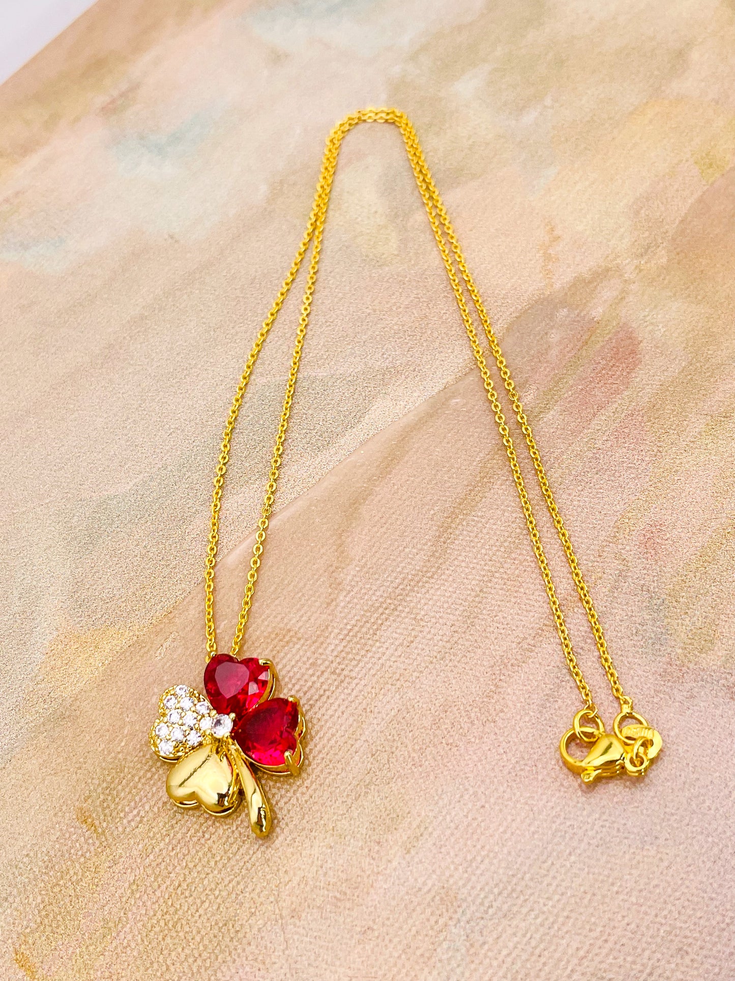 Swarovski Crystal Lucky Clover 18K Gold Necklace