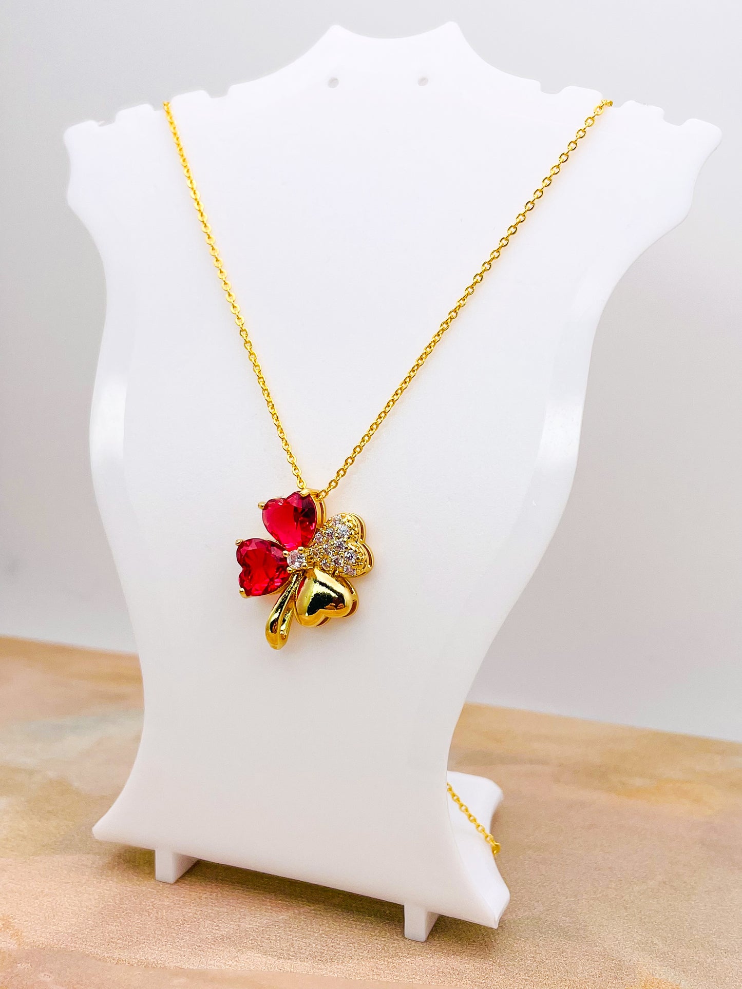 Swarovski Crystal Lucky Clover 18K Gold Necklace