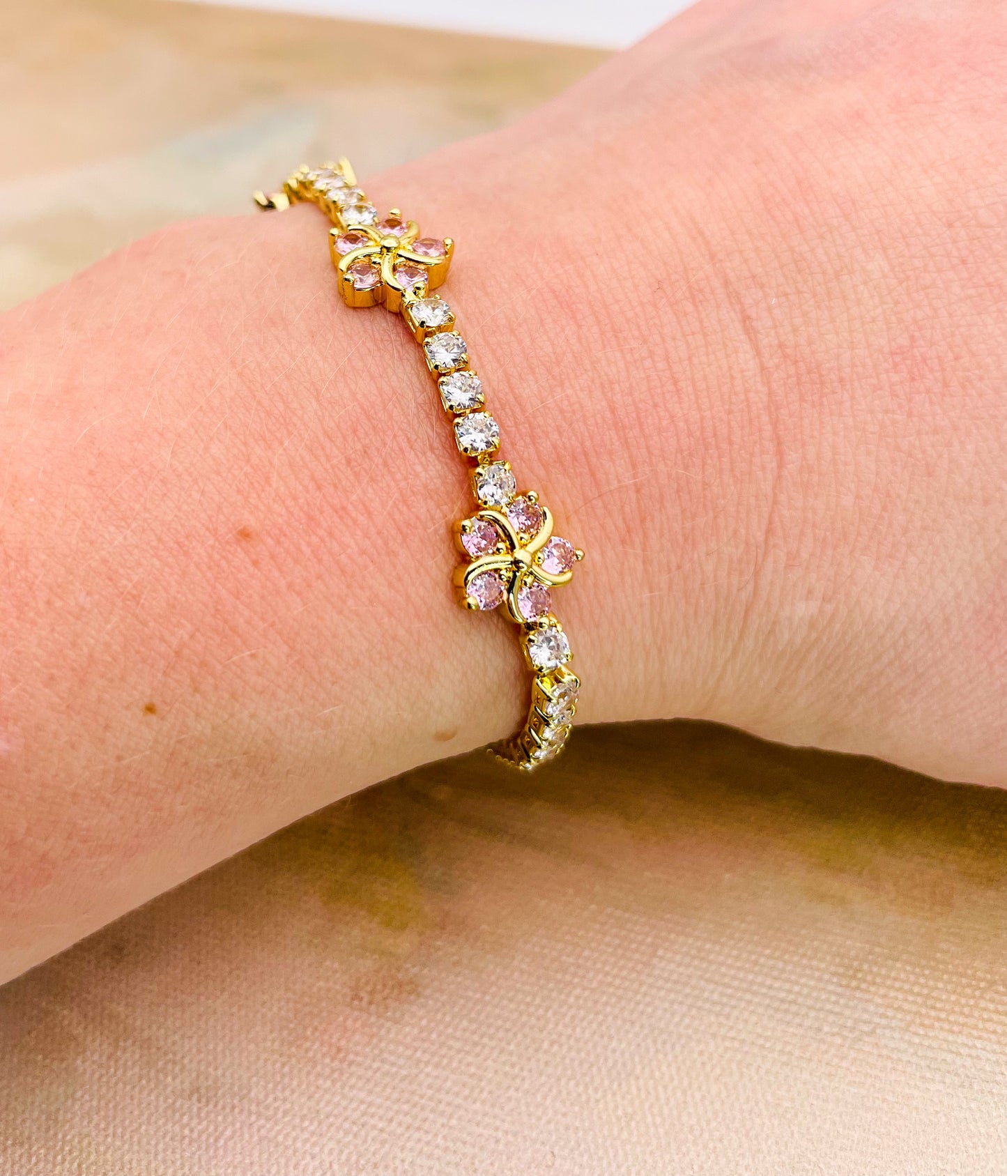 Swarovski Crystals Flower Blossom Gold Bracelet