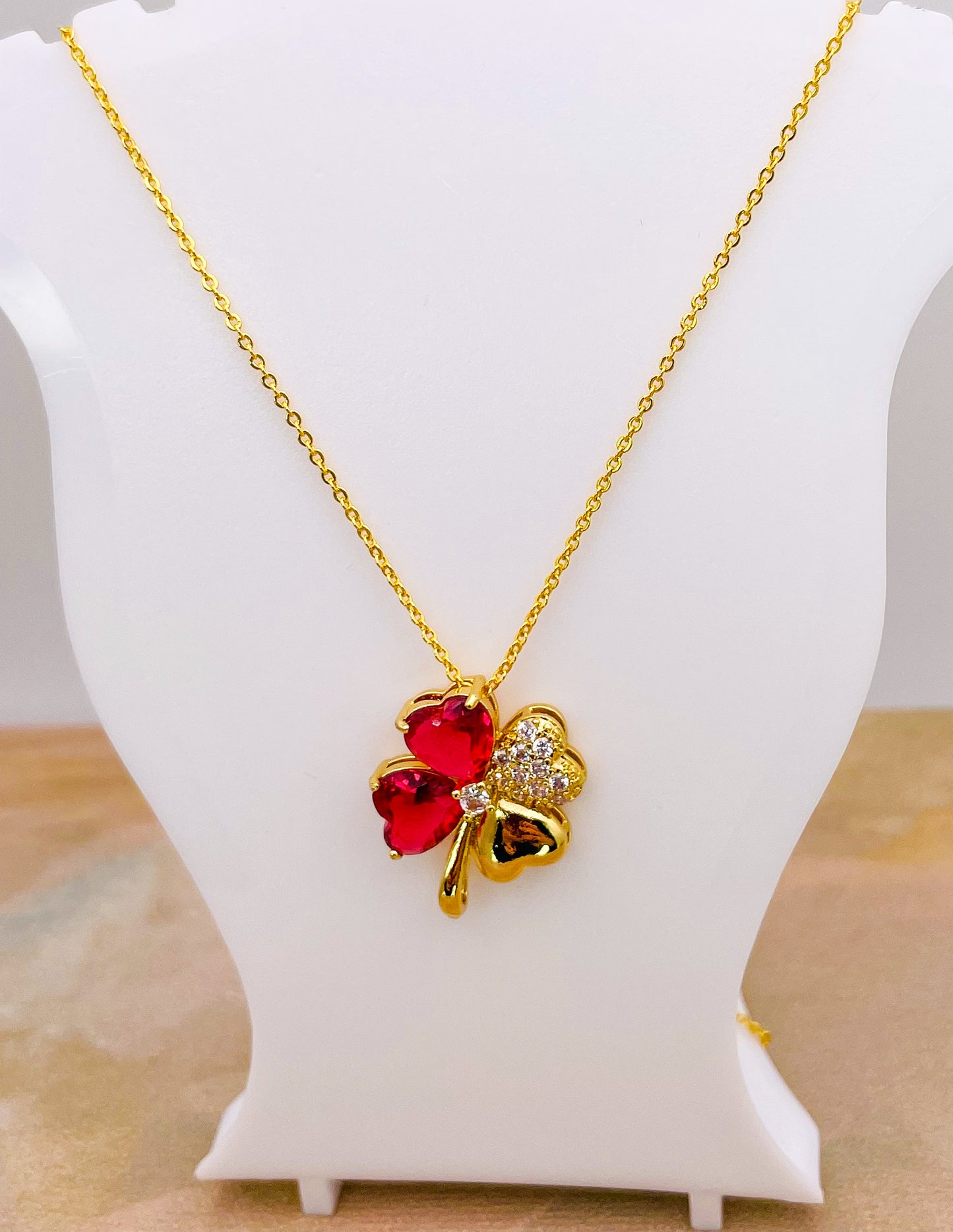 Swarovski Crystal Lucky Clover 18K Gold Necklace