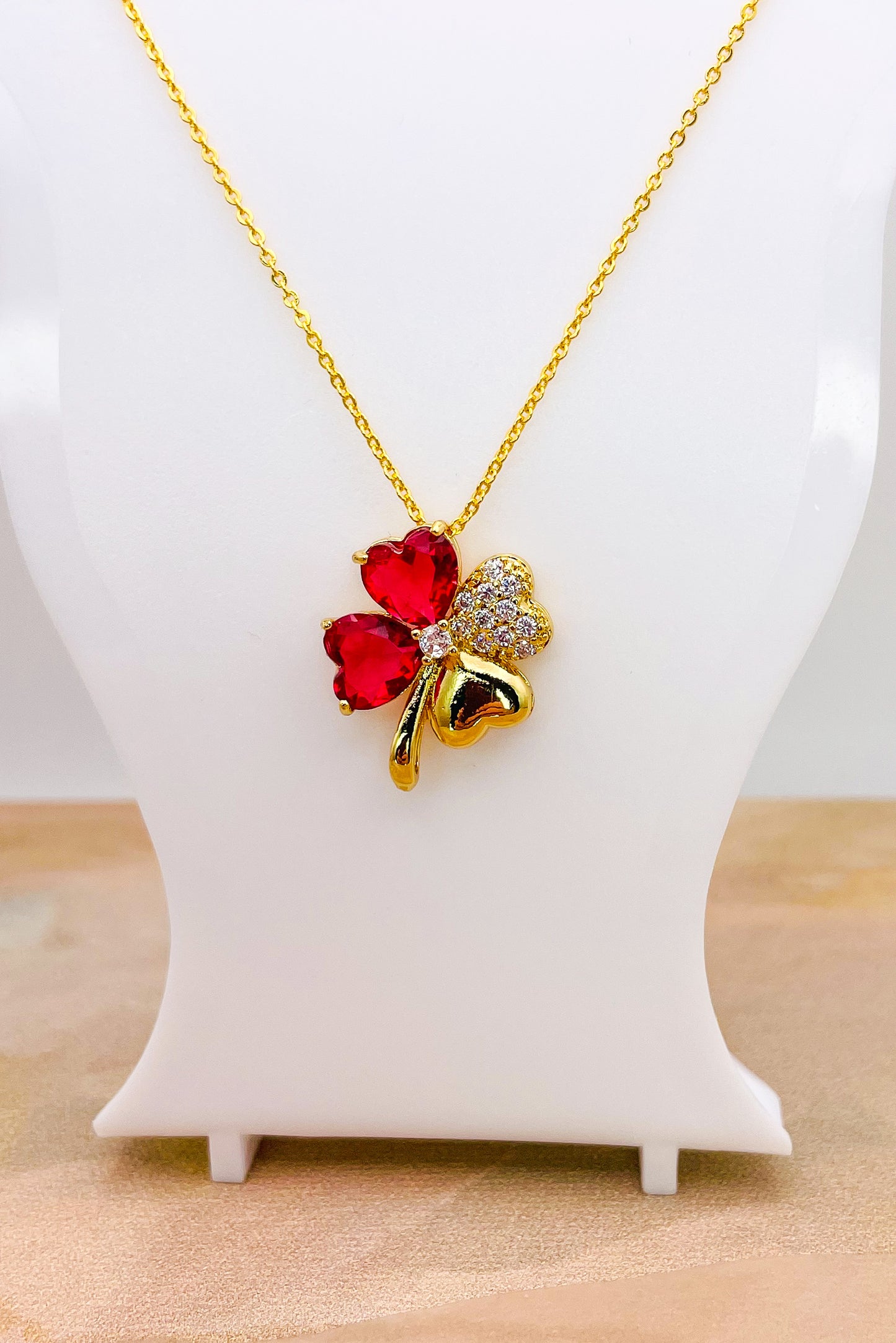 Swarovski Crystal Lucky Clover 18K Gold Necklace