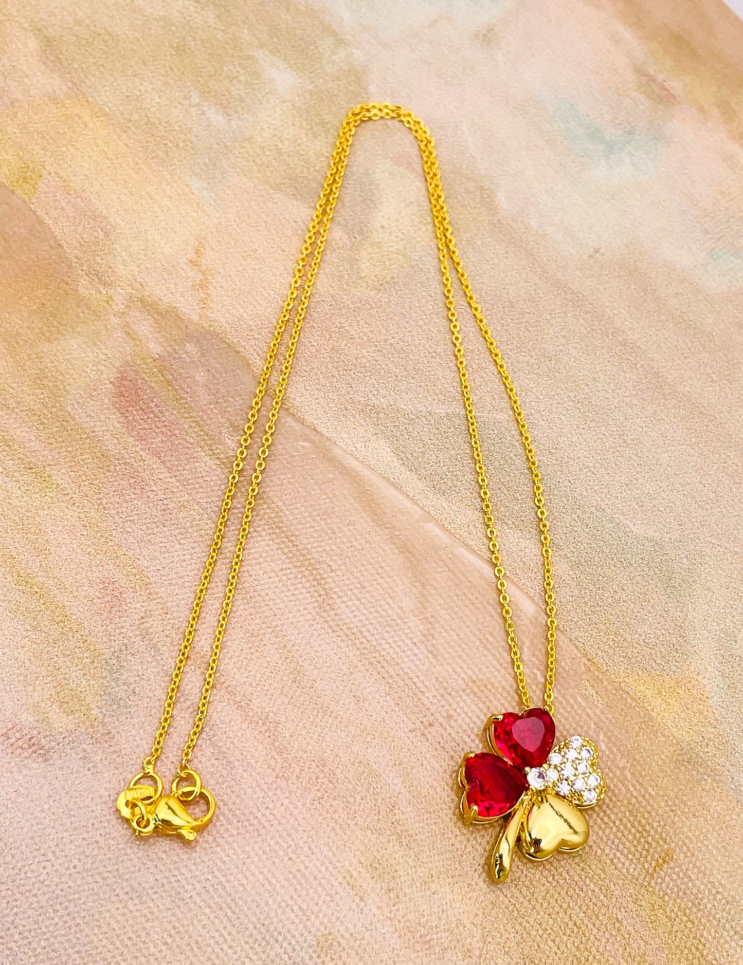 Swarovski Crystal Lucky Clover 18K Gold Necklace