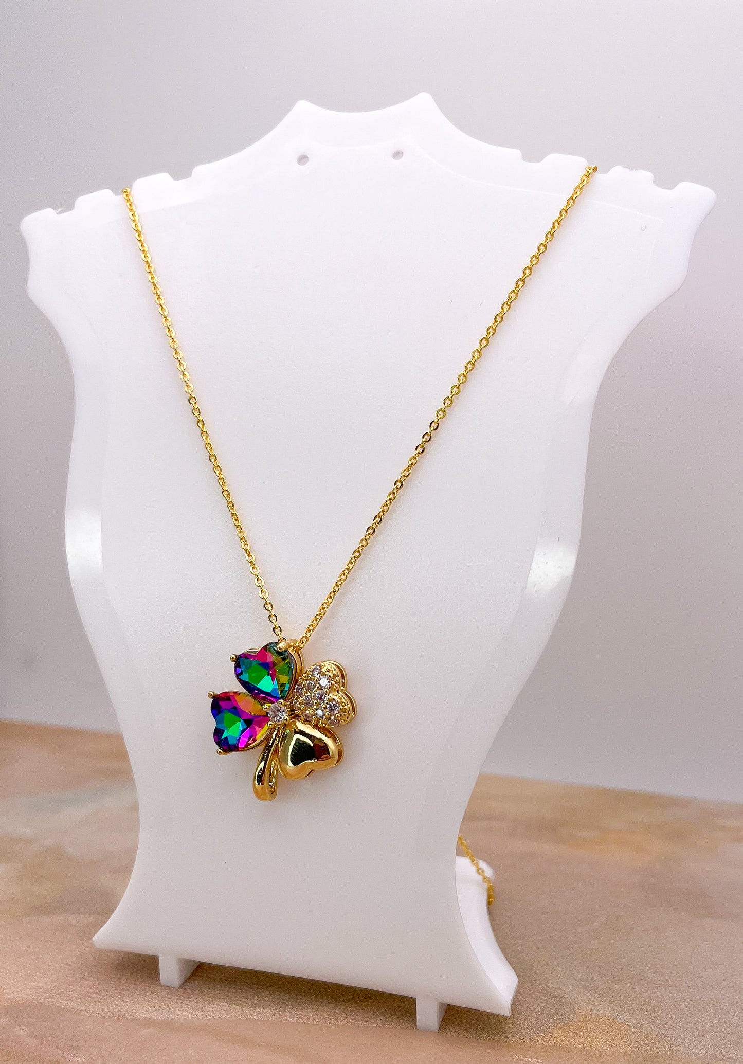 Swarovski Crystal Lucky Clover 18K Gold Necklace