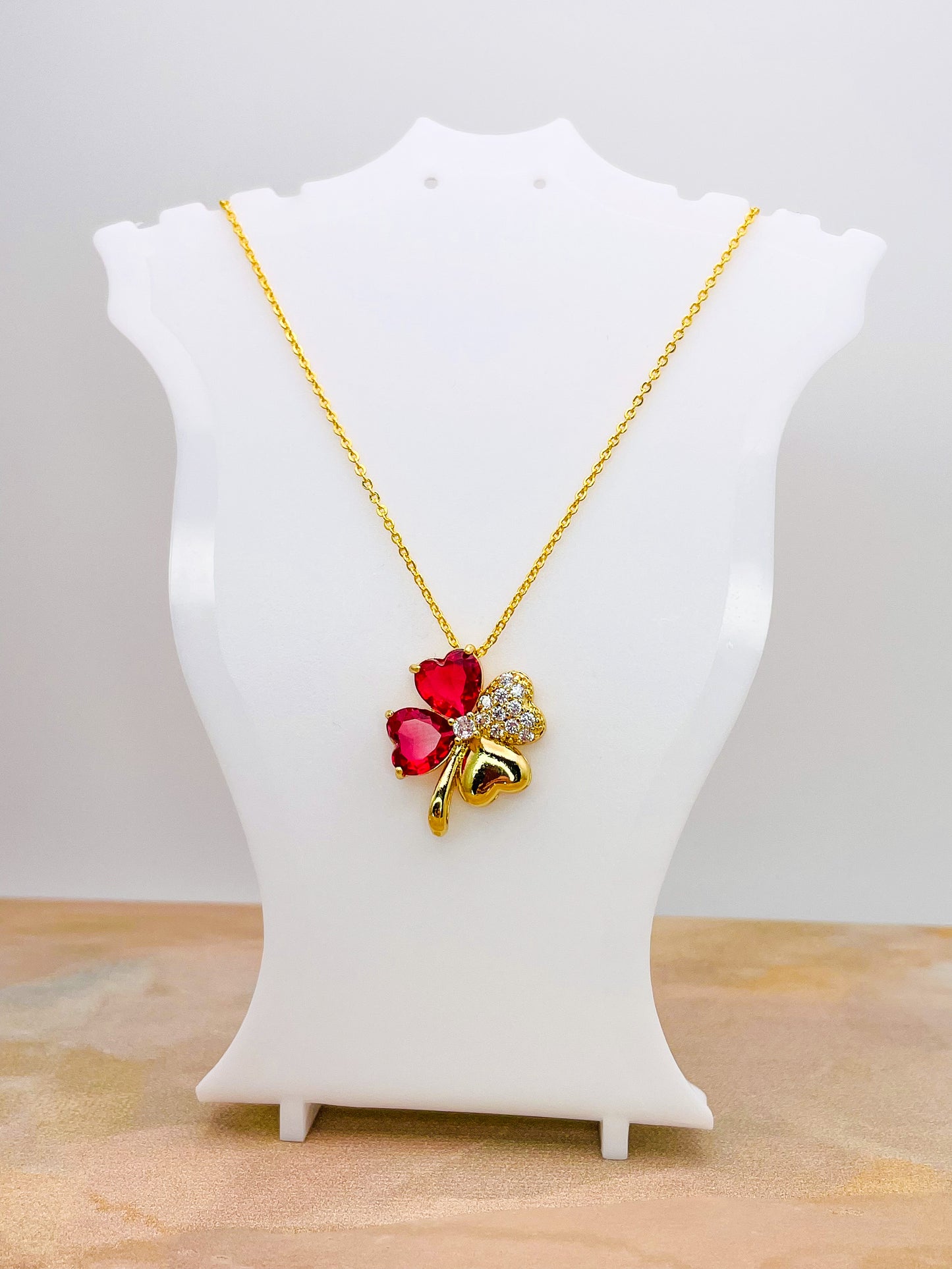 Swarovski Crystal Lucky Clover 18K Gold Necklace