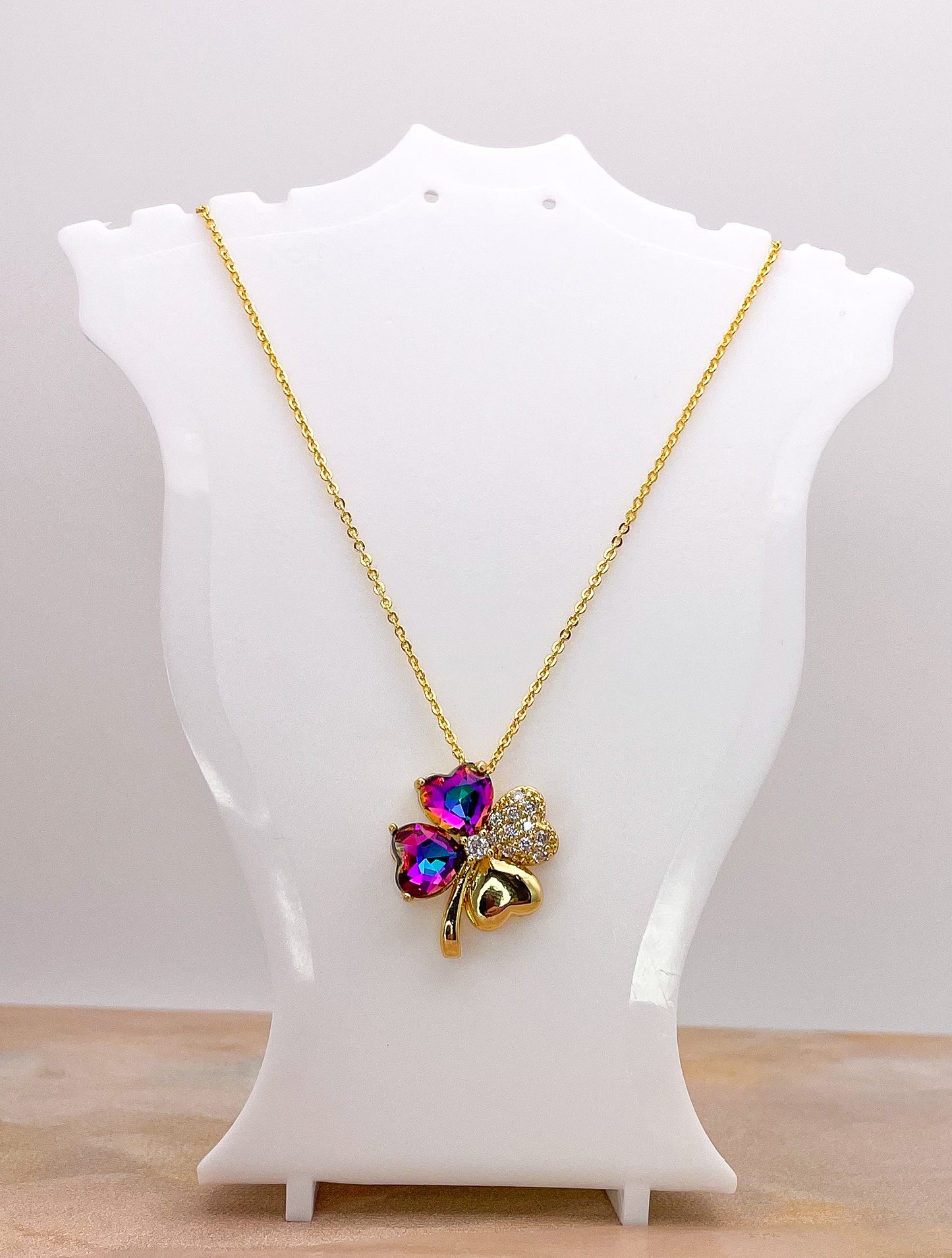 Swarovski Crystal Lucky Clover 18K Gold Necklace