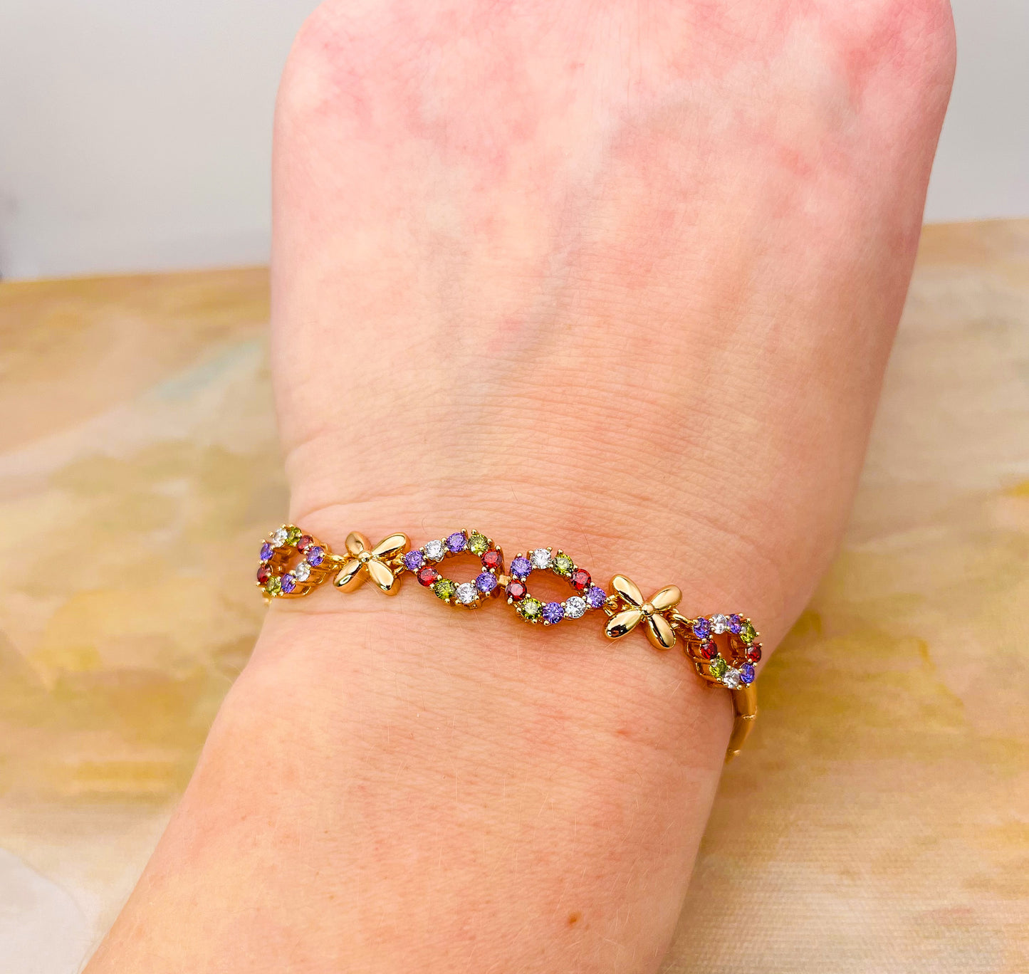 X’s & O’s Gold Crystal Bracelet