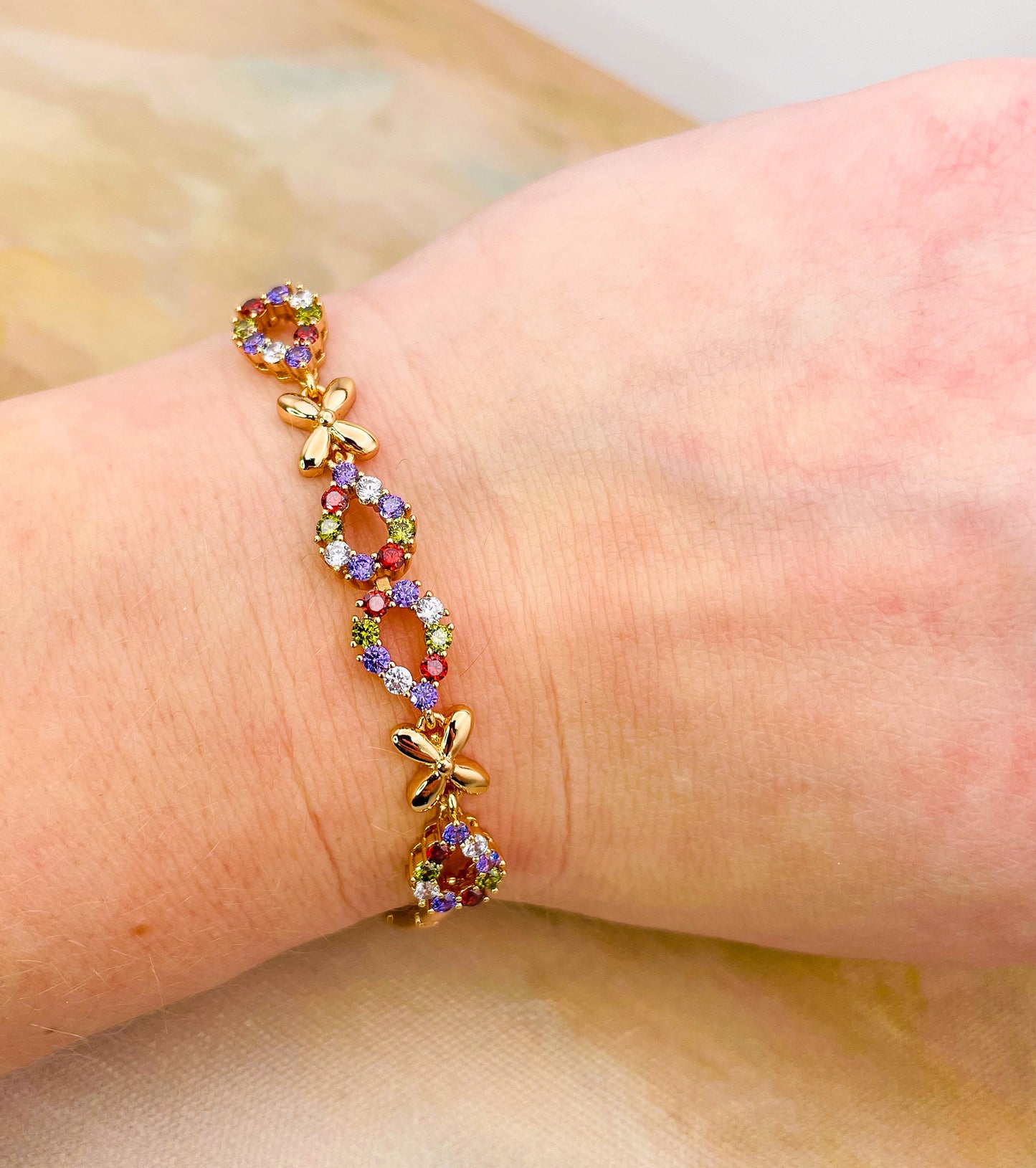 X’s & O’s Gold Crystal Bracelet