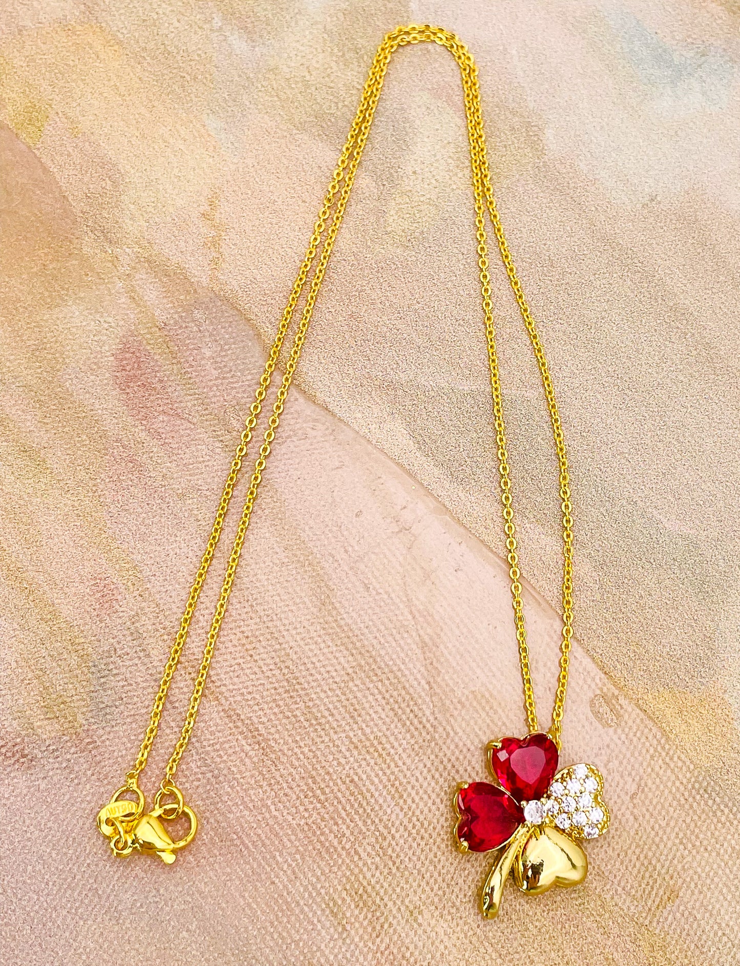 Swarovski Crystal Lucky Clover 18K Gold Necklace