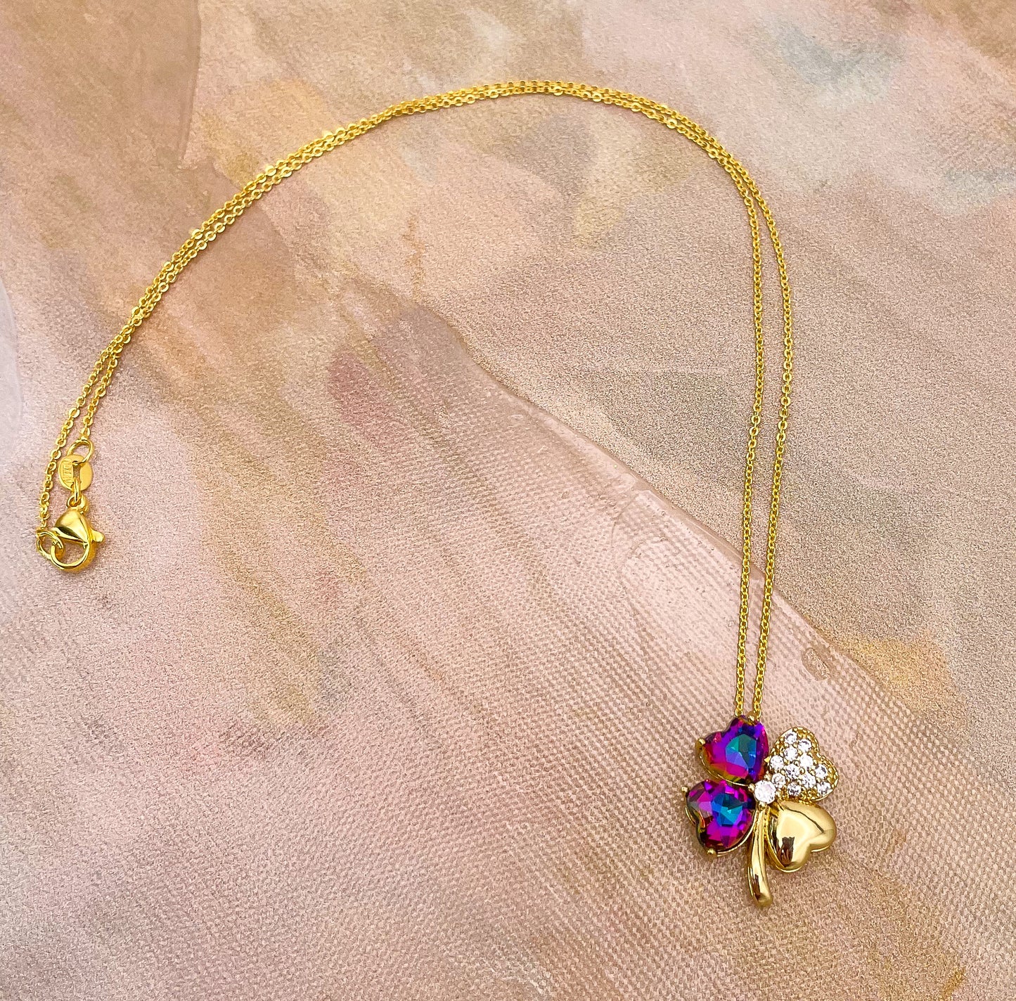 Swarovski Crystal Lucky Clover 18K Gold Necklace