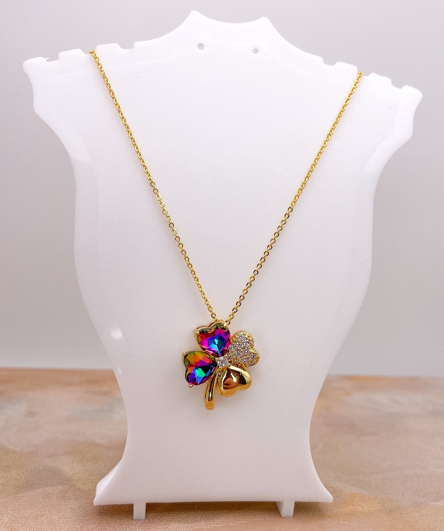 Swarovski Crystal Lucky Clover 18K Gold Necklace