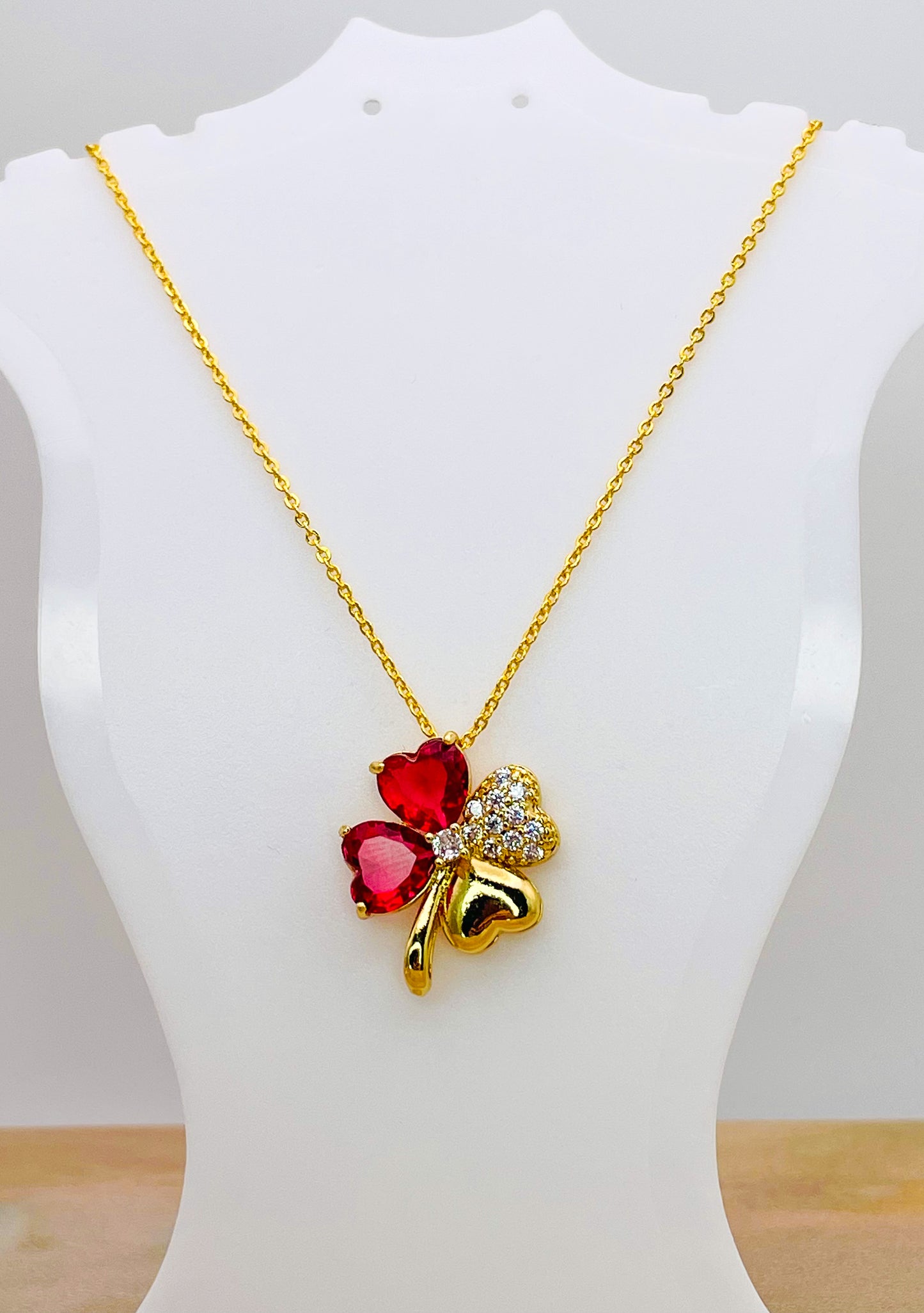 Swarovski Crystal Lucky Clover 18K Gold Necklace