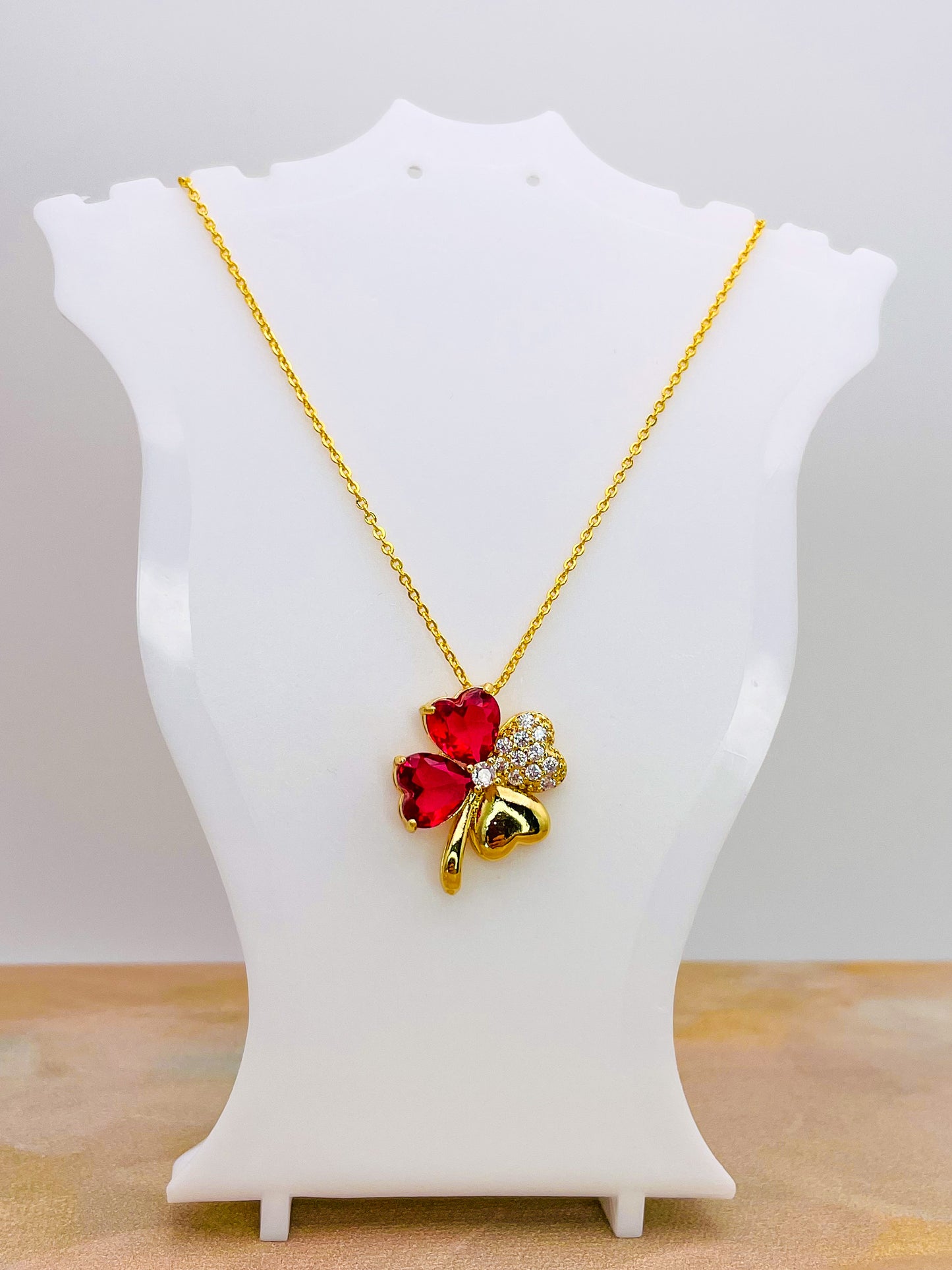 Swarovski Crystal Lucky Clover 18K Gold Necklace