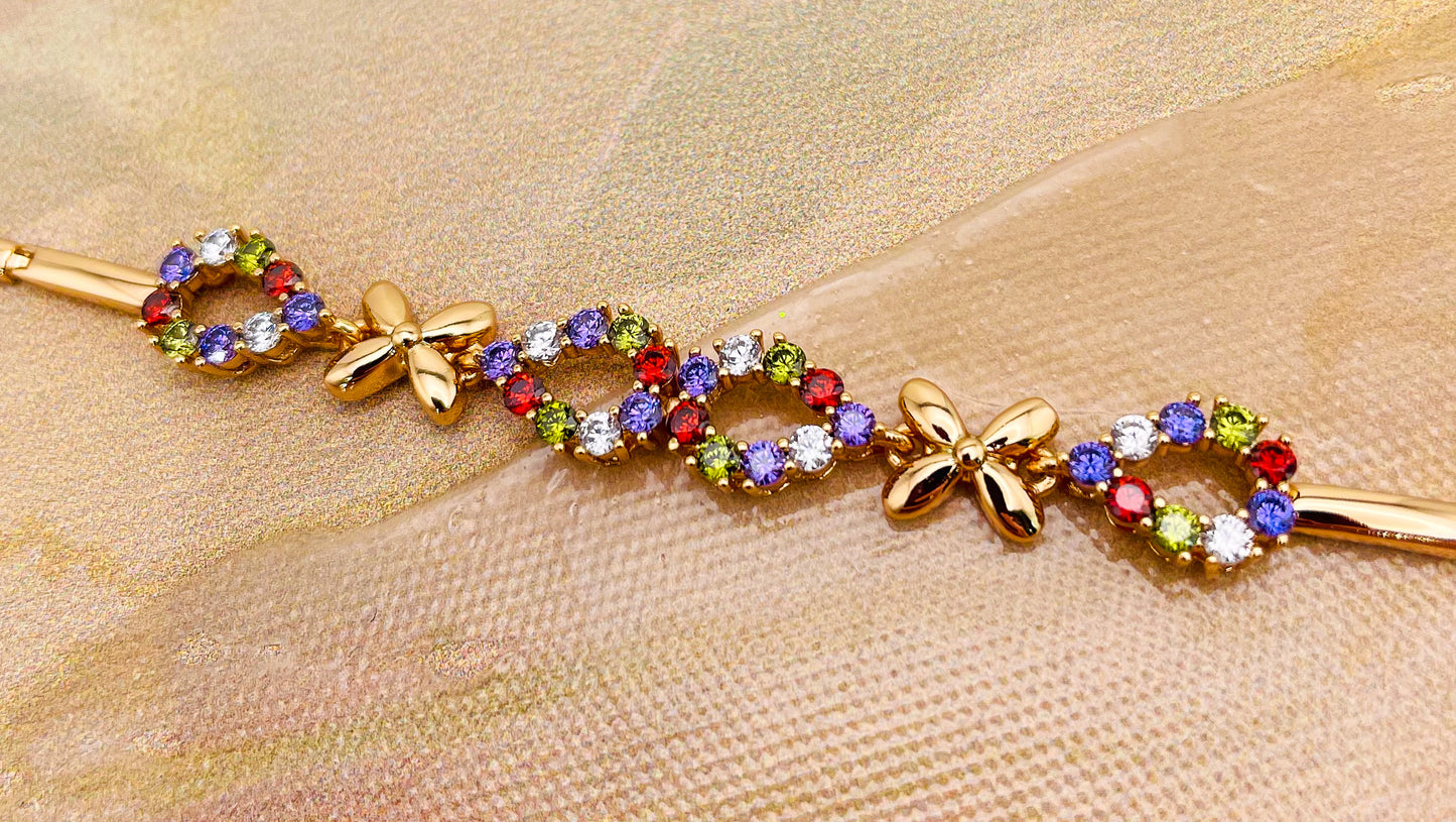 X’s & O’s Gold Crystal Bracelet