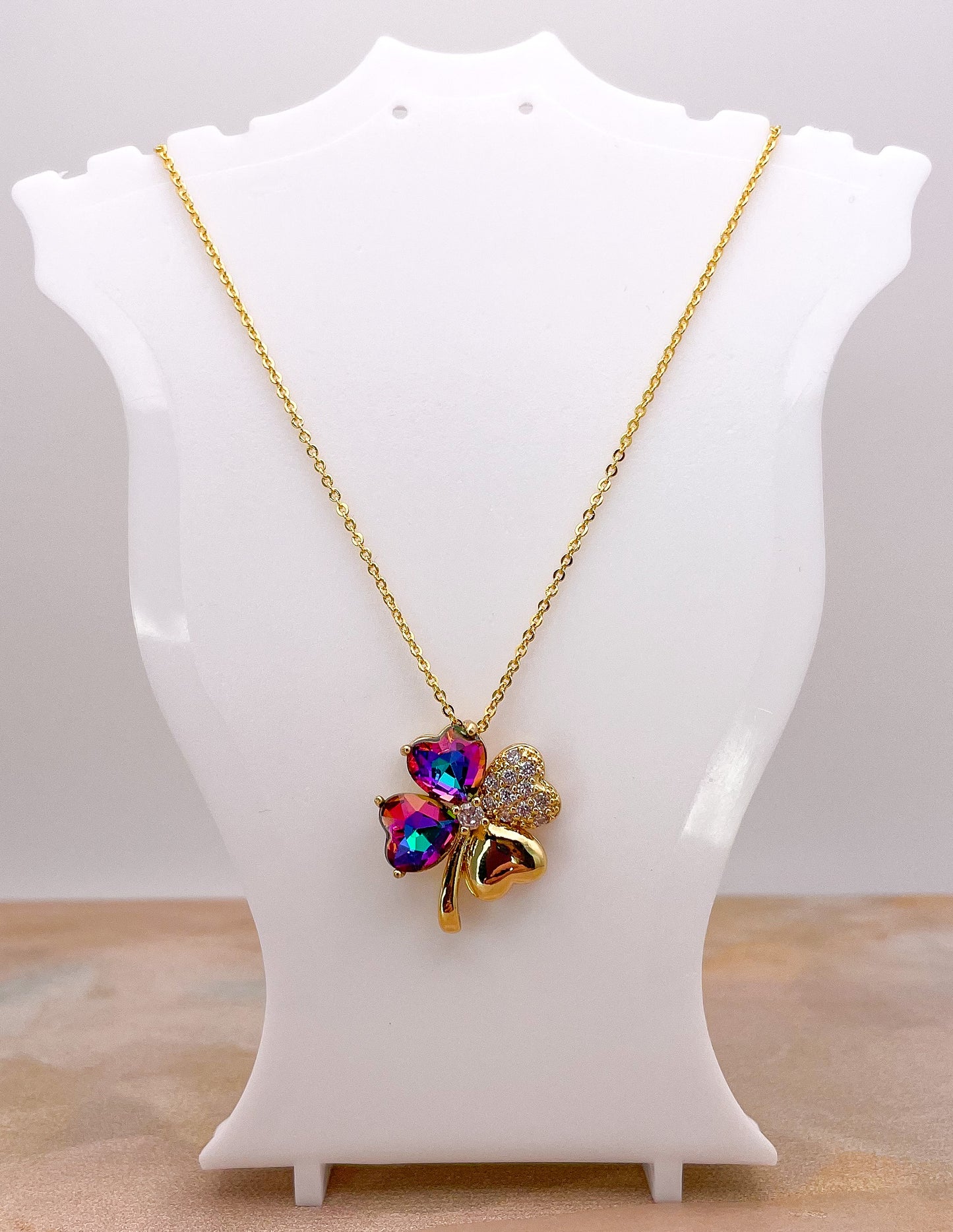 Swarovski Crystal Lucky Clover 18K Gold Necklace