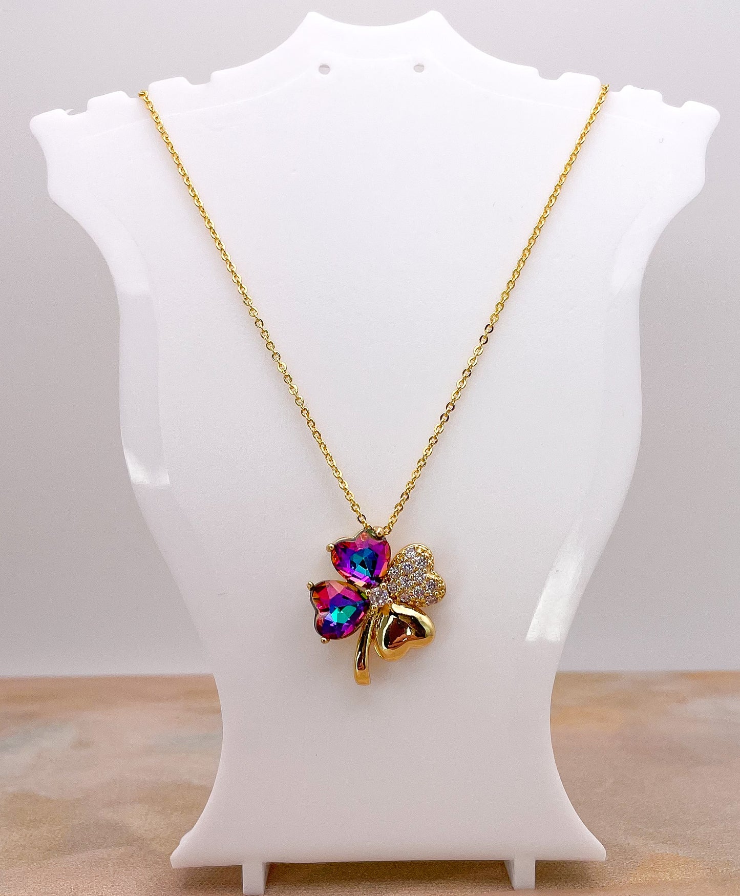 Swarovski Crystal Lucky Clover 18K Gold Necklace