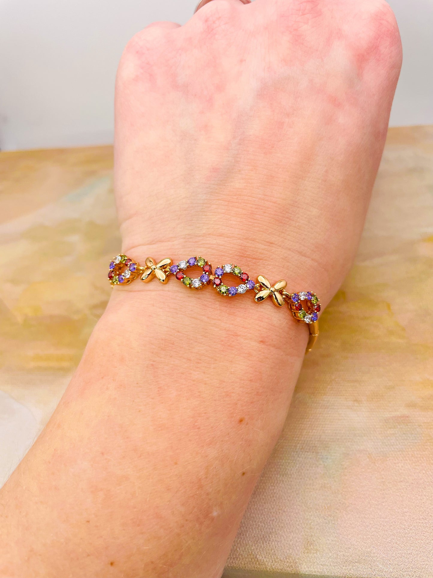 X’s & O’s Gold Crystal Bracelet