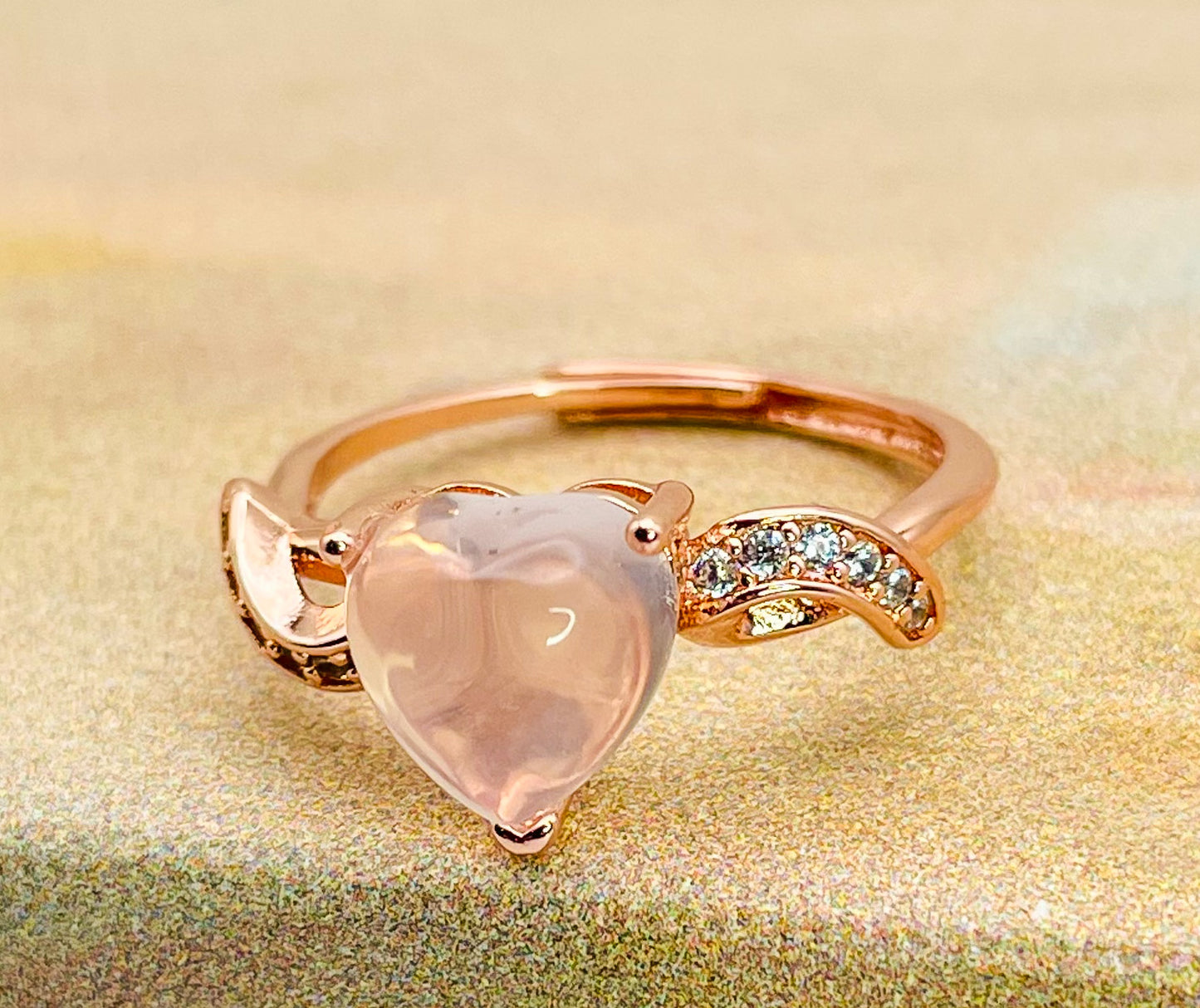 Rose Gold Cased Sterling Silver Rose Quartz Ring