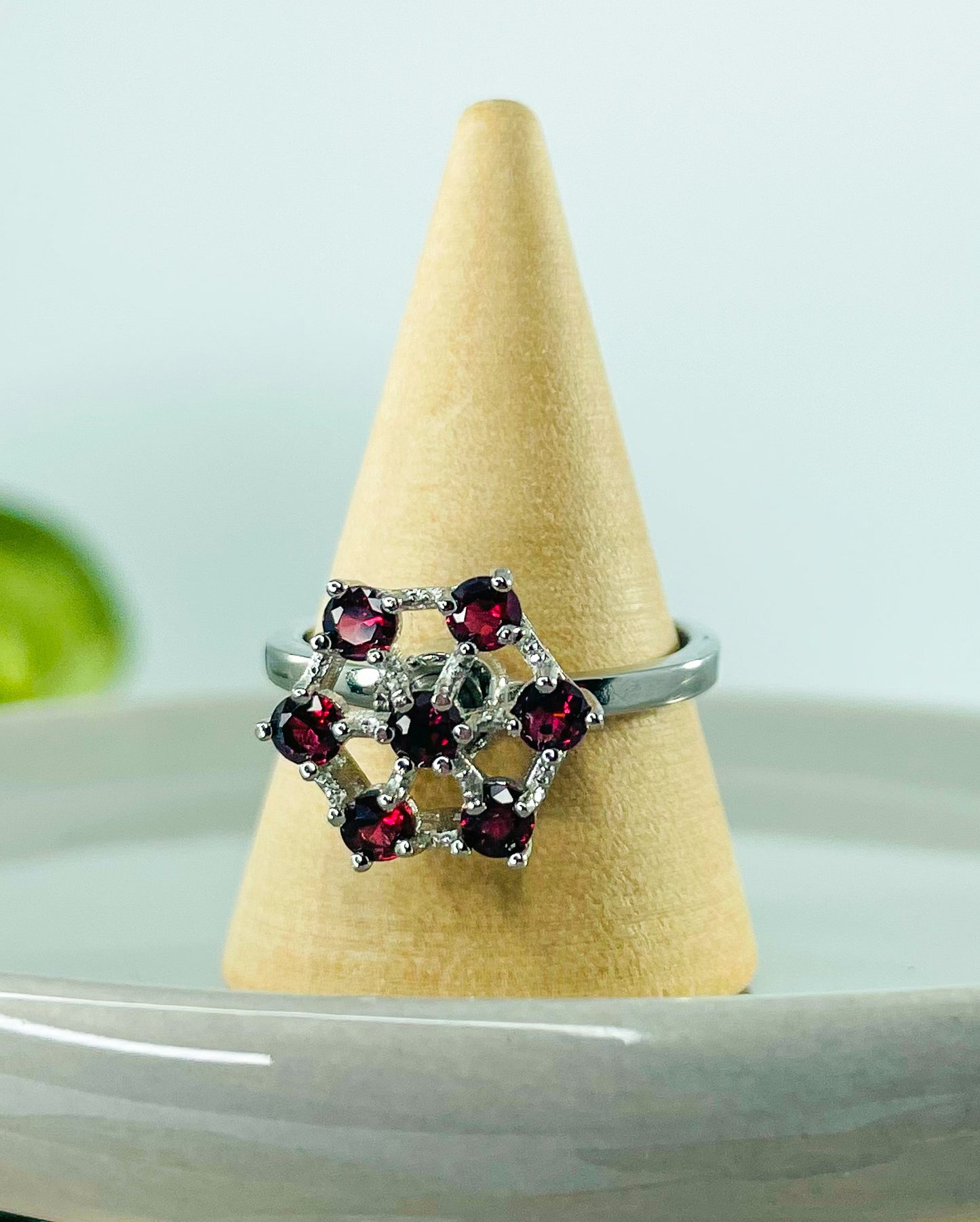 Natural Garnet Crystal Spinner Ring