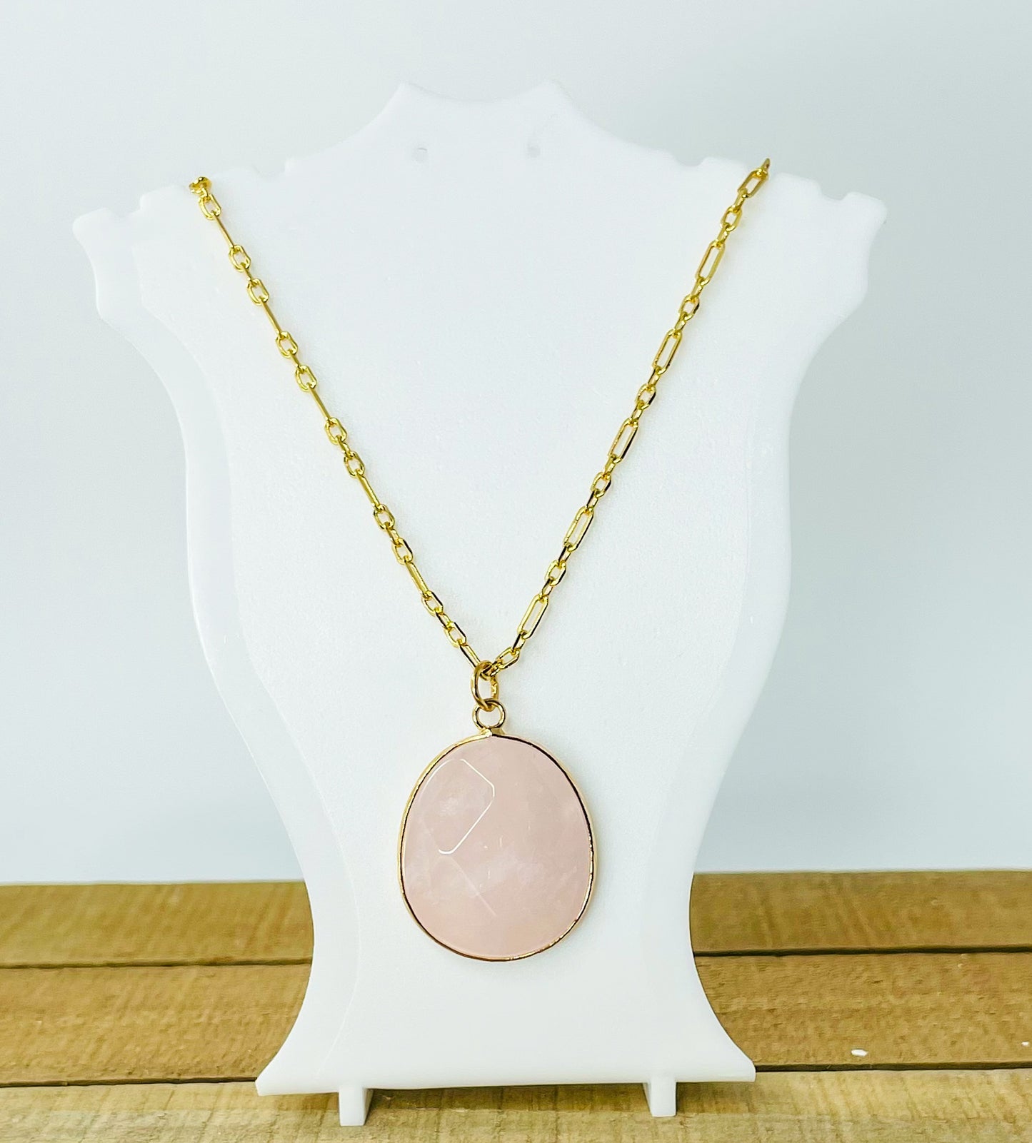 Rose Quartz Crystal Pendant Necklace