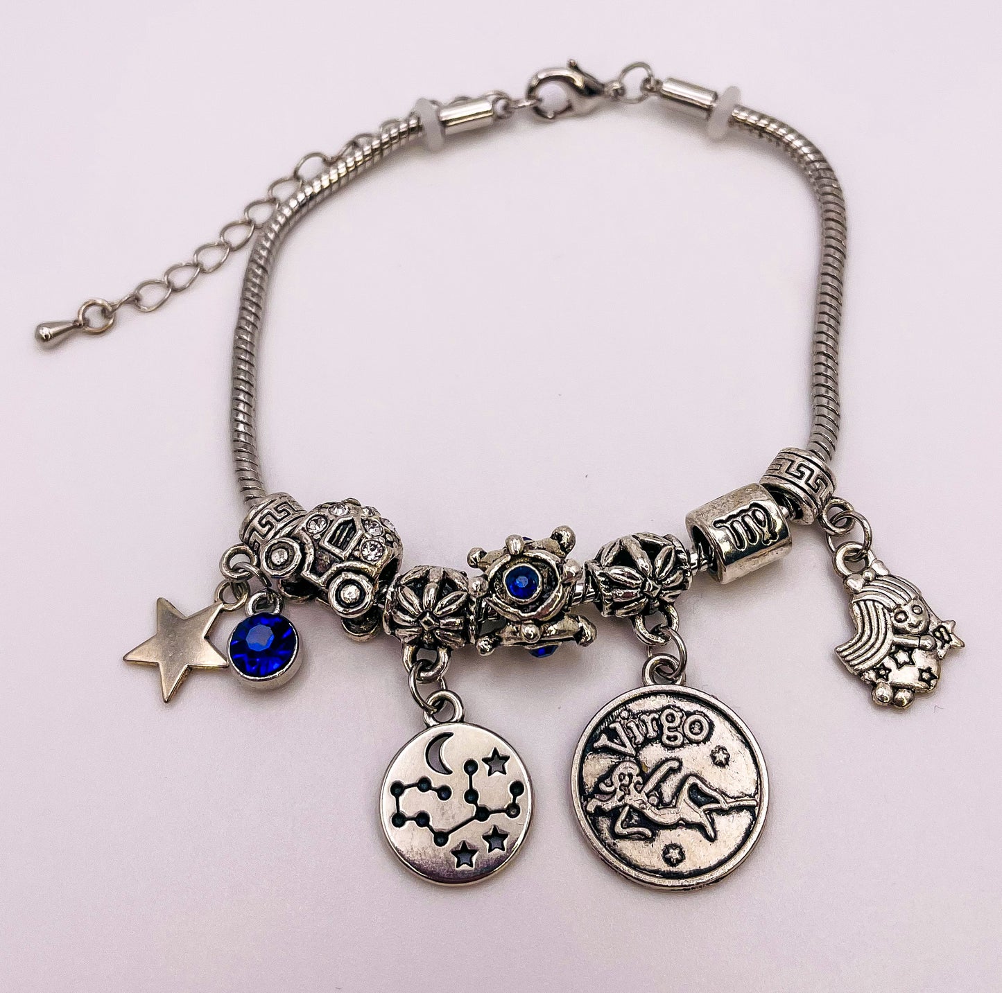 Virgo Stainless Steel Snake Charm Zodiac Bracelet