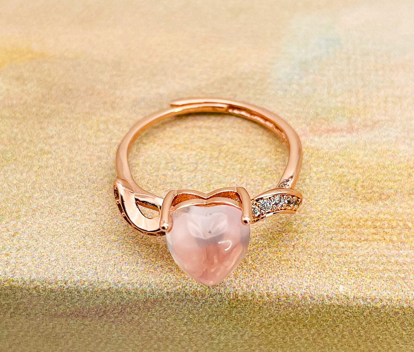 Rose Gold Cased Sterling Silver Rose Quartz Ring