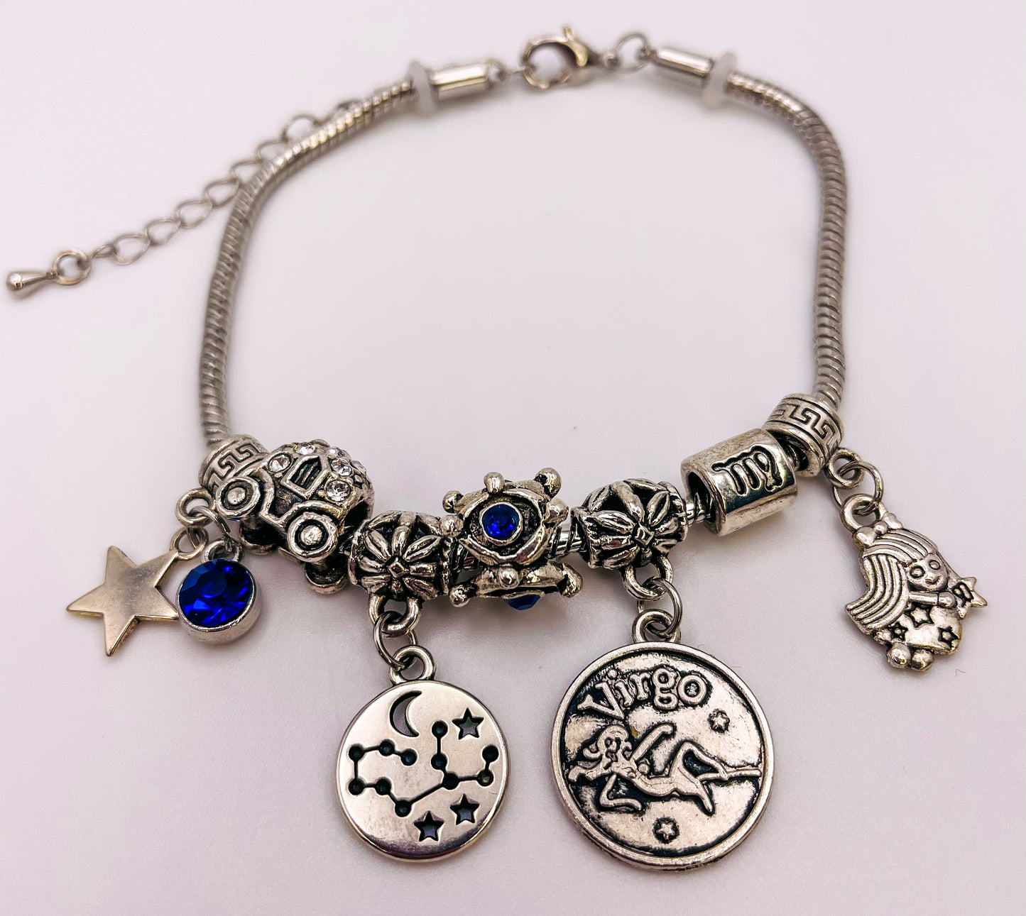 Virgo Stainless Steel Snake Charm Zodiac Bracelet