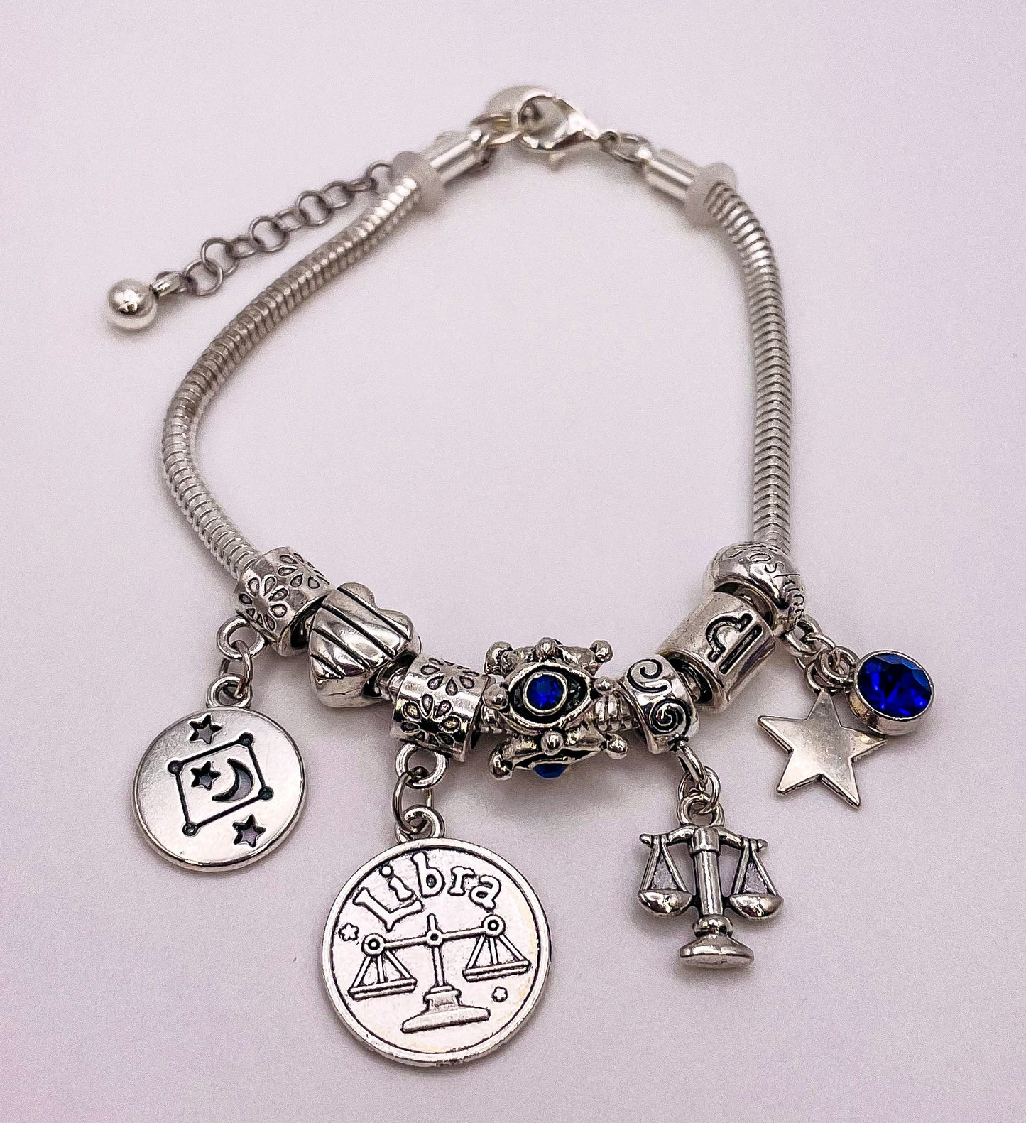 Libra Sterling Silver Snake Charm Zodiac Bracelet