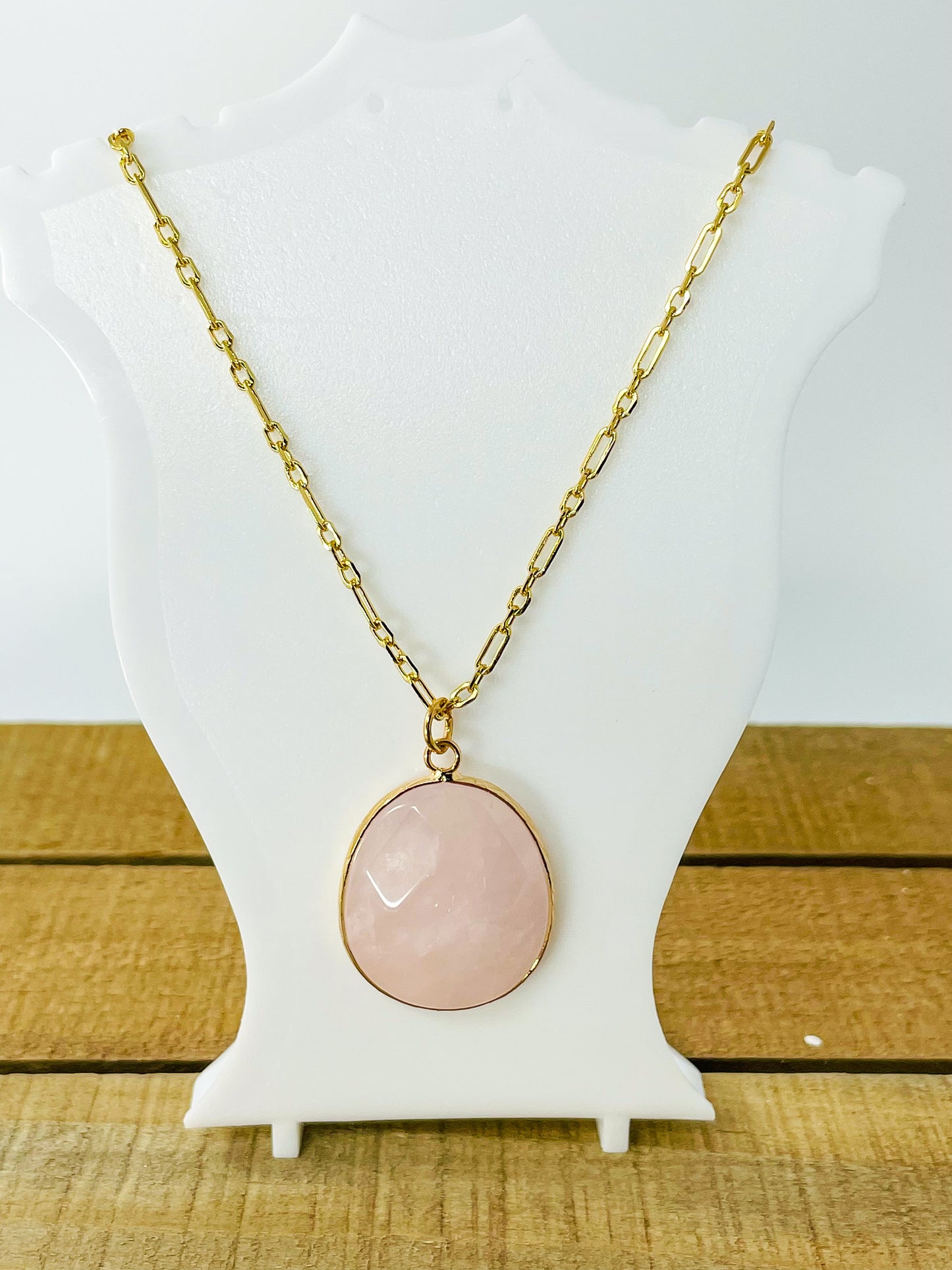 Rose Quartz Crystal Pendant Necklace