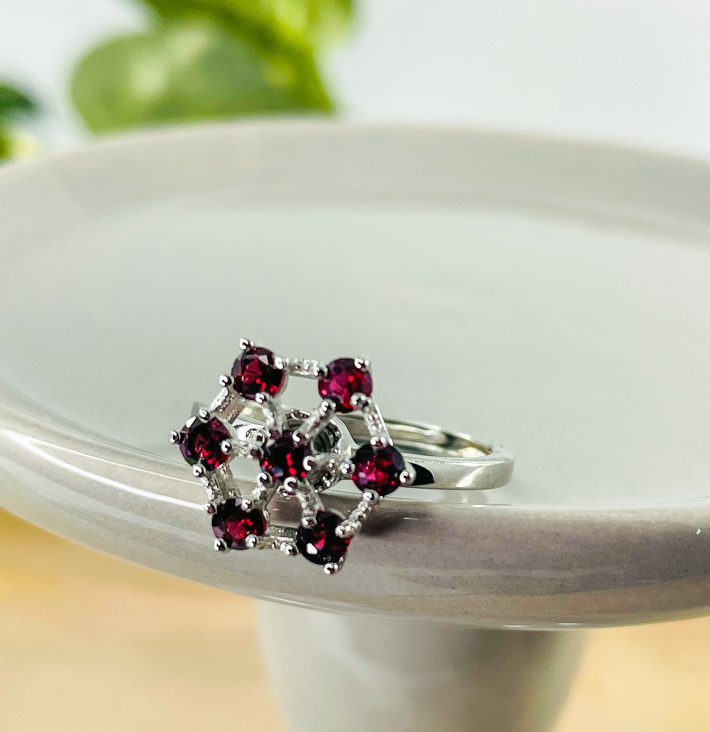 Natural Garnet Crystal Spinner Ring