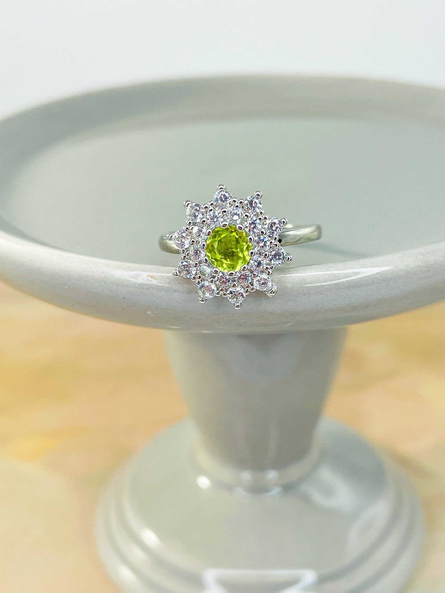 Natural Gemstone Flower Spinner .925 Sterling Silver Ring