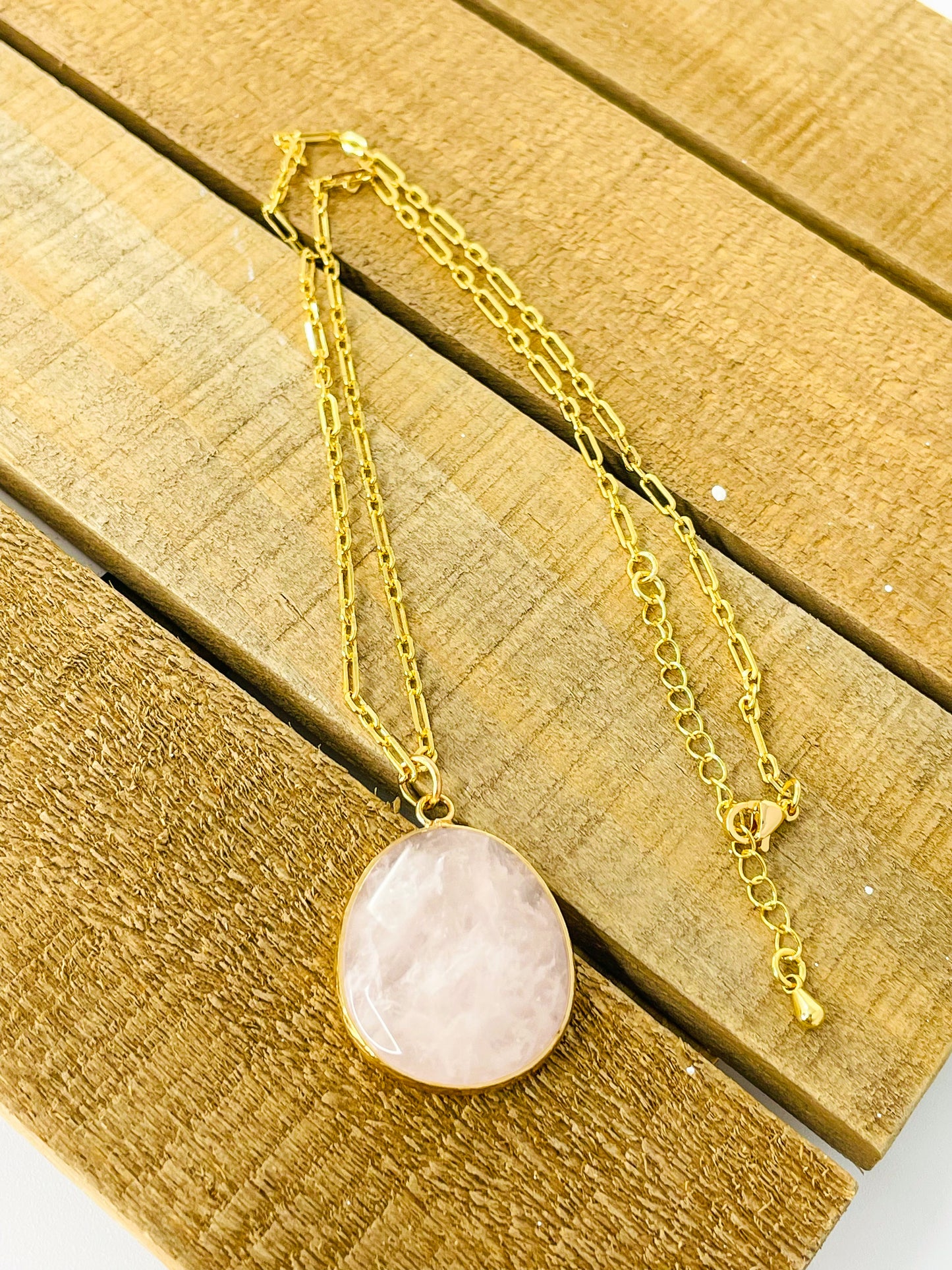 Rose Quartz Crystal Pendant Necklace