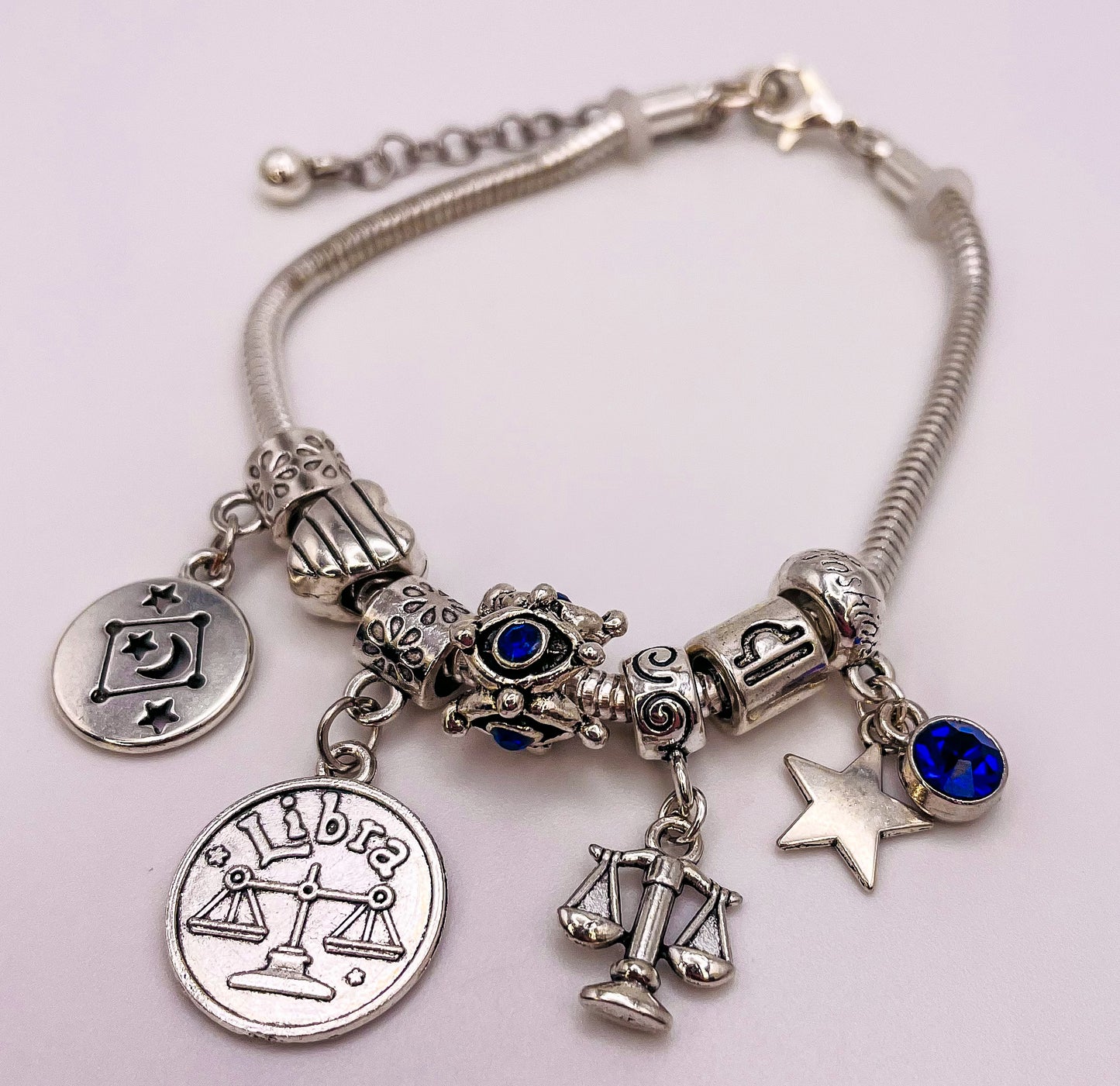 Libra Sterling Silver Snake Charm Zodiac Bracelet