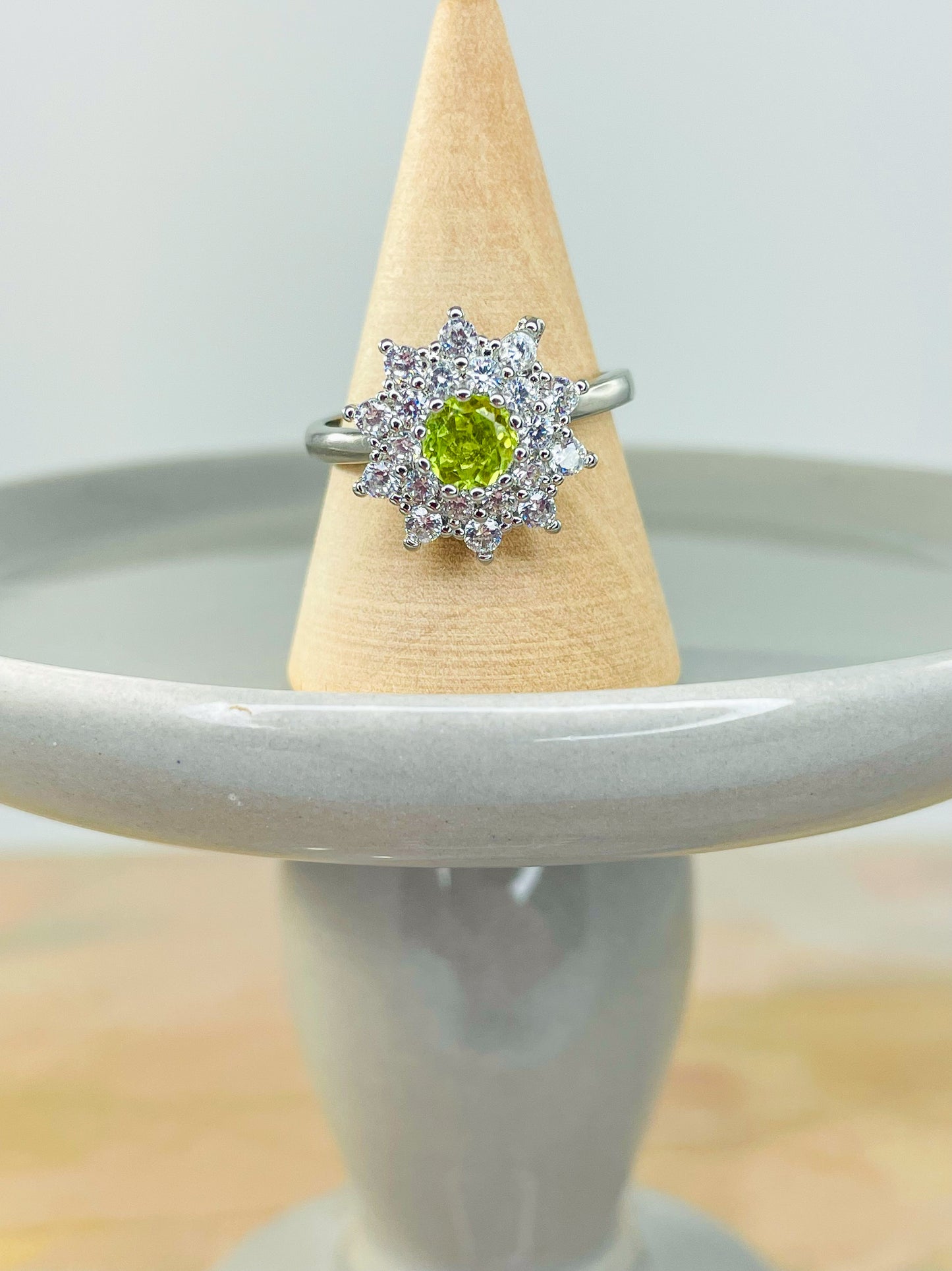 Natural Gemstone Flower Spinner .925 Sterling Silver Ring