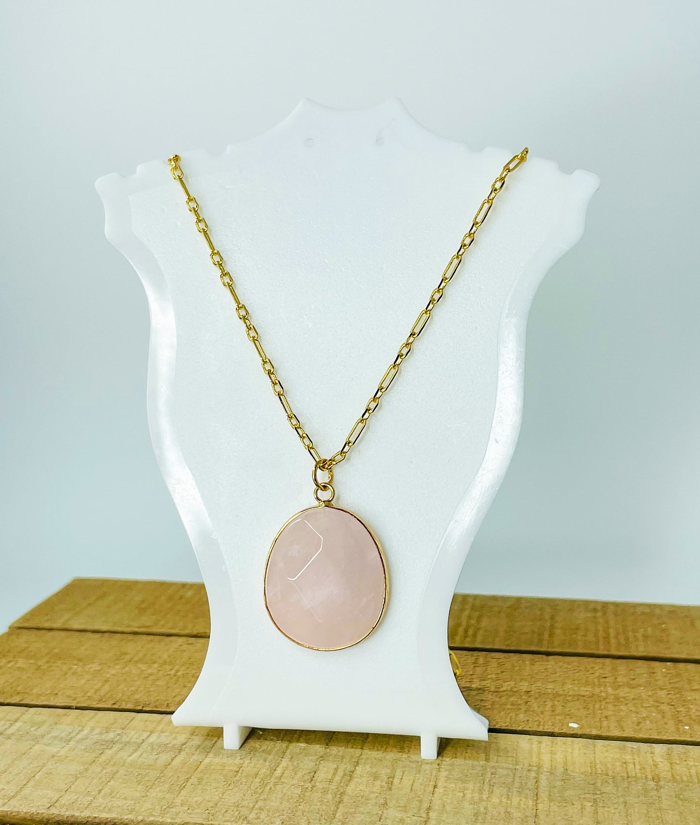 Rose Quartz Crystal Pendant Necklace