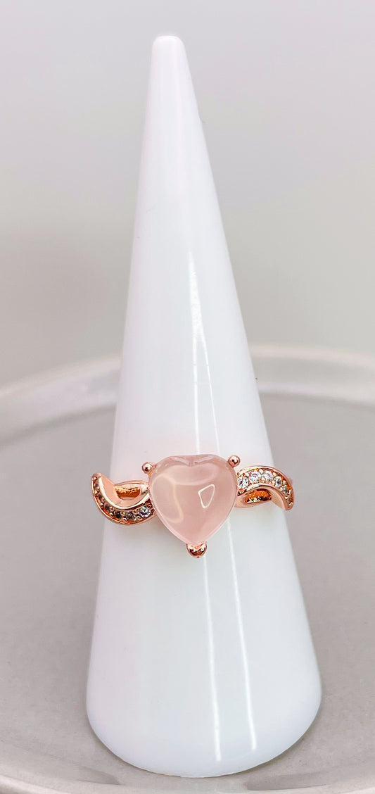 Rose Gold Cased Sterling Silver Rose Quartz Ring