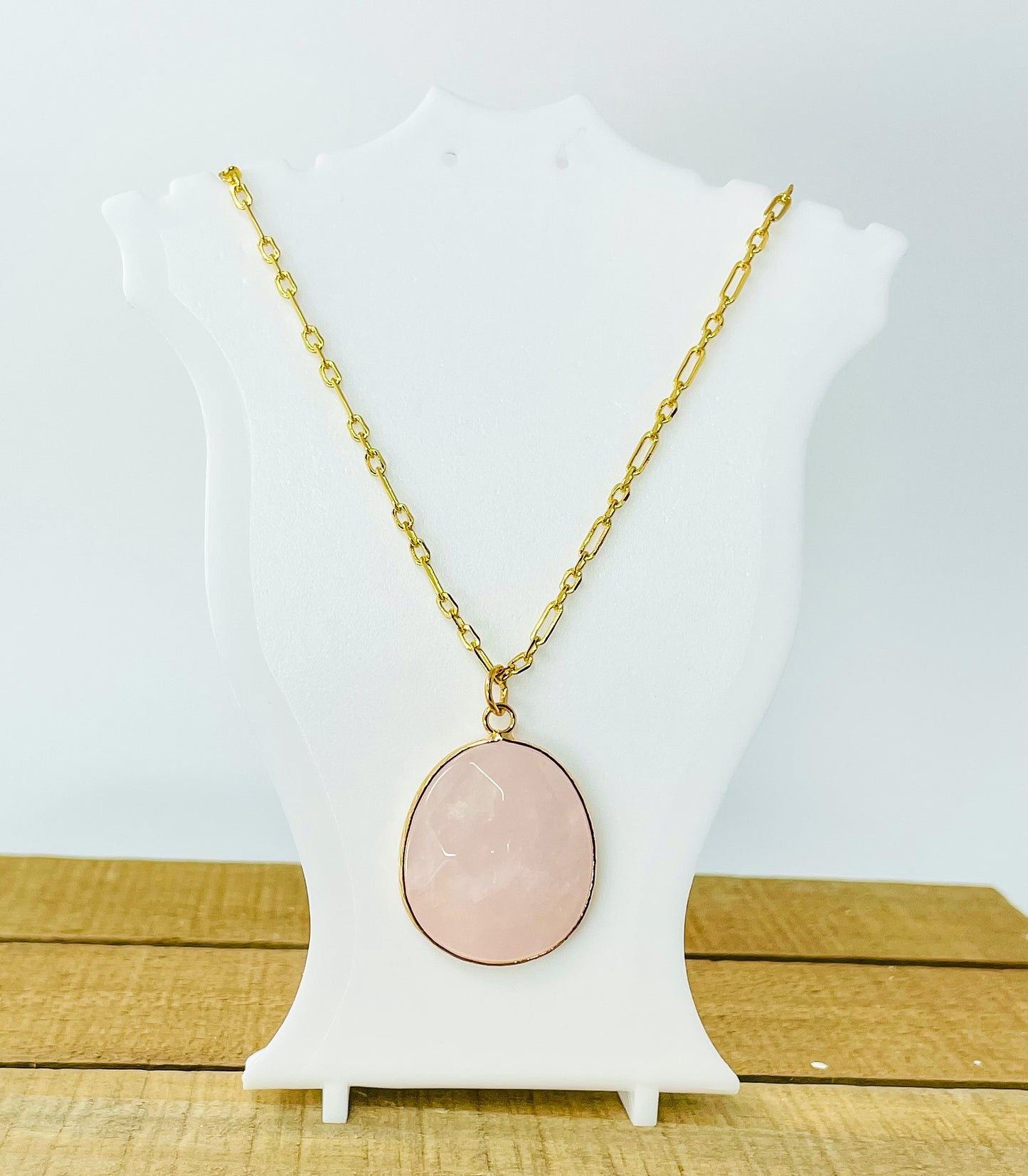 Rose Quartz Crystal Pendant Necklace