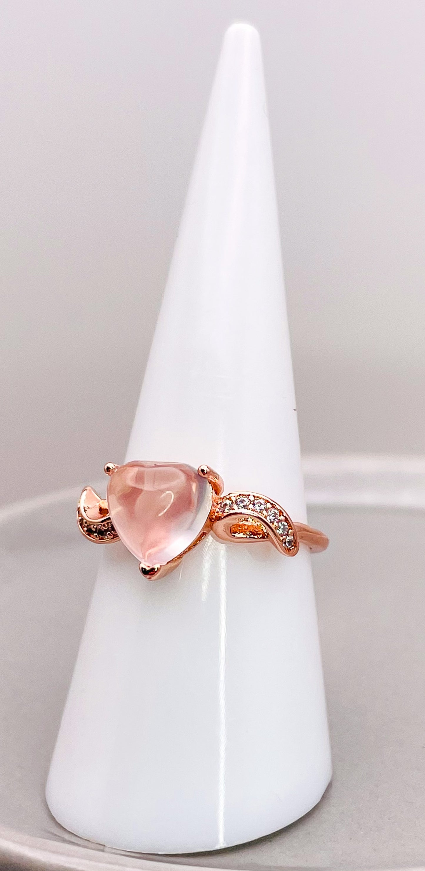 Rose Gold Cased Sterling Silver Rose Quartz Ring