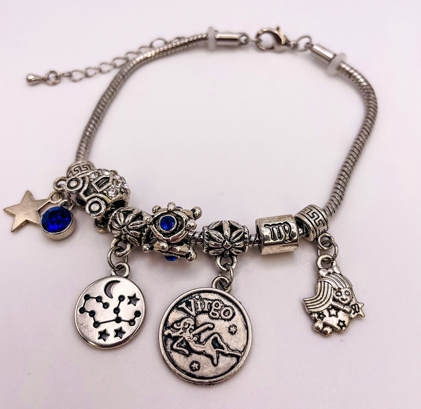 Virgo Stainless Steel Snake Charm Zodiac Bracelet