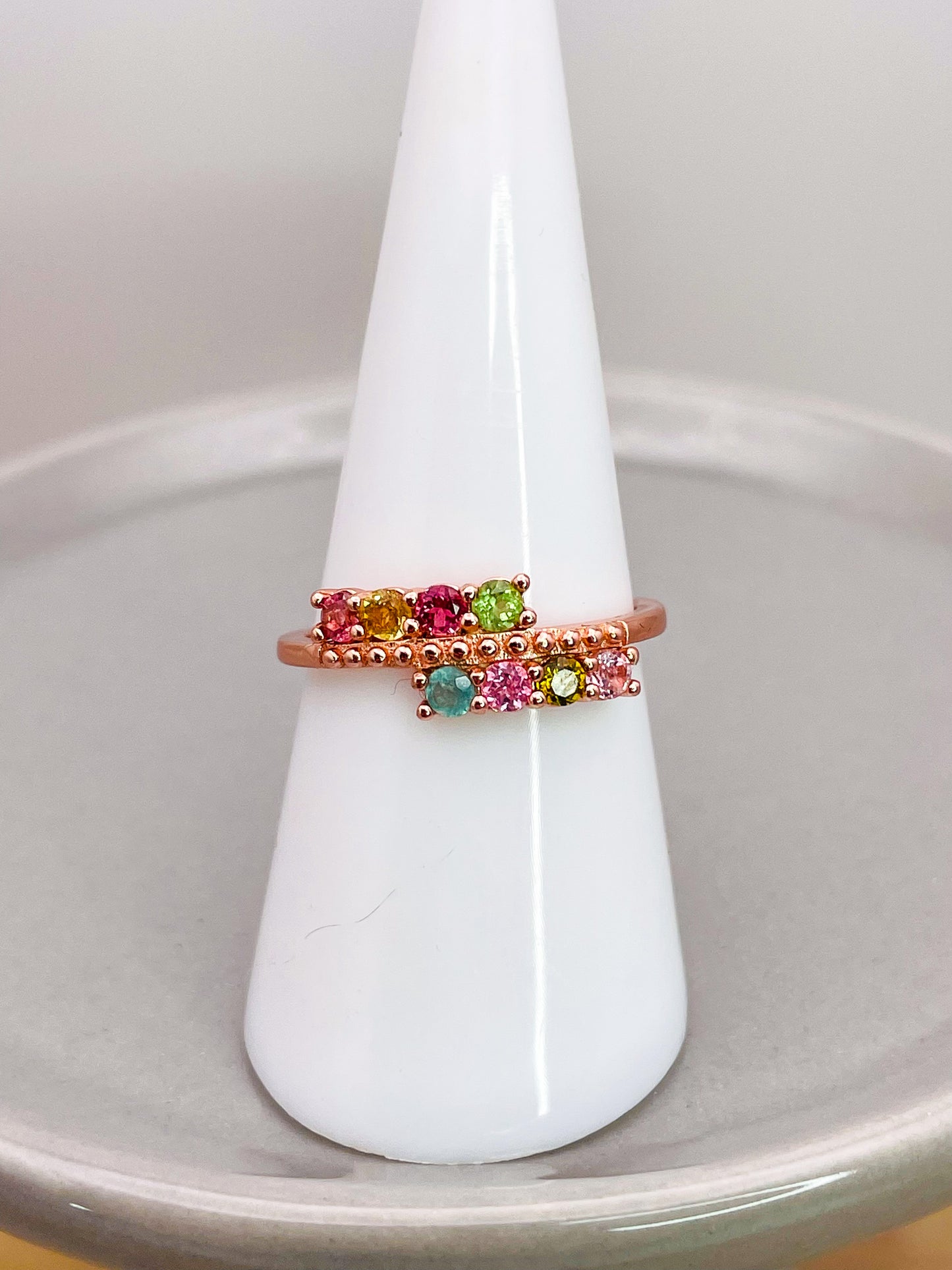 Sterling Silver Rose Gold Plated Natural Tourmaline Ring