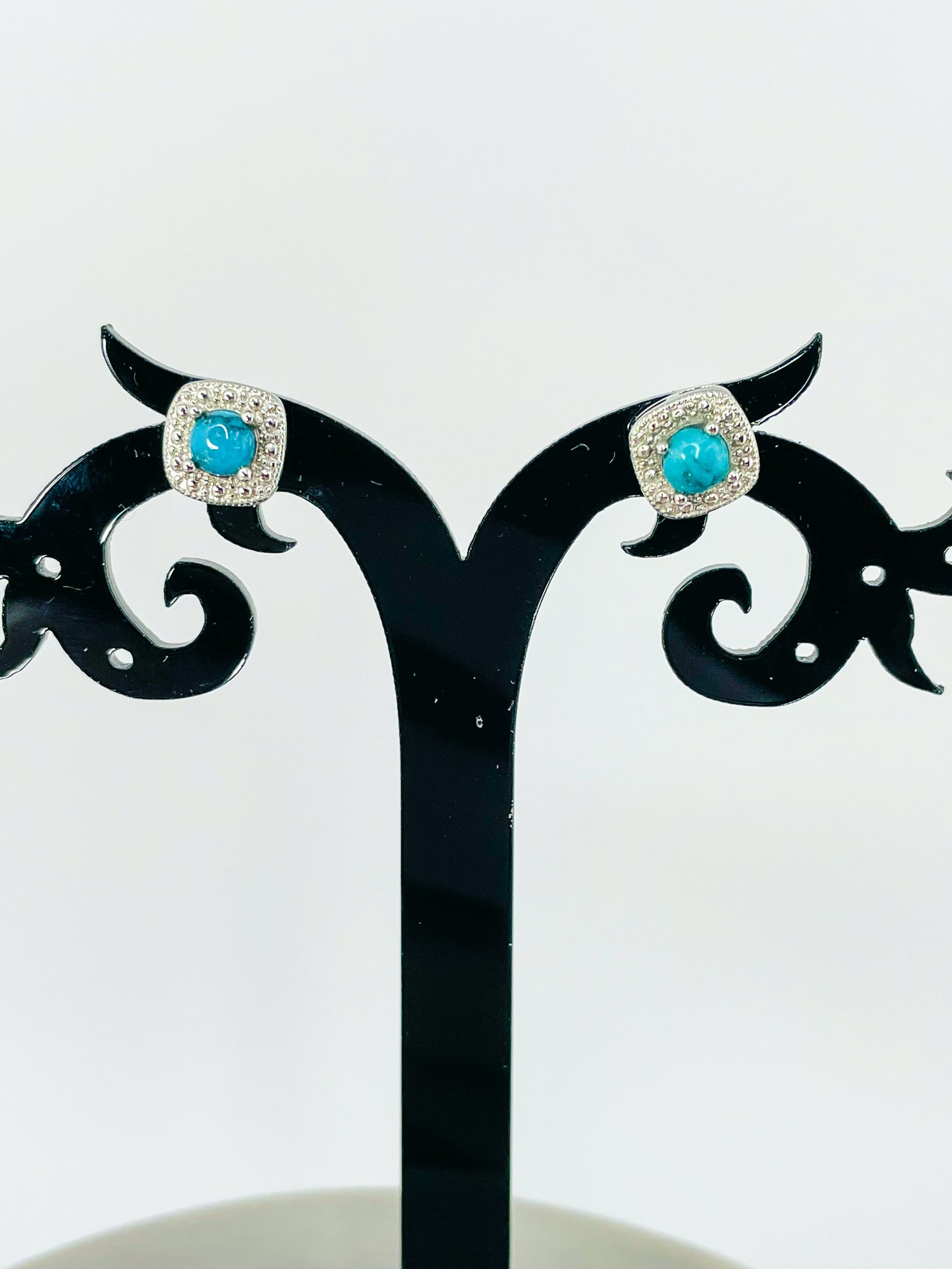 Sterling Silver Turquoise Square Stud Earrings