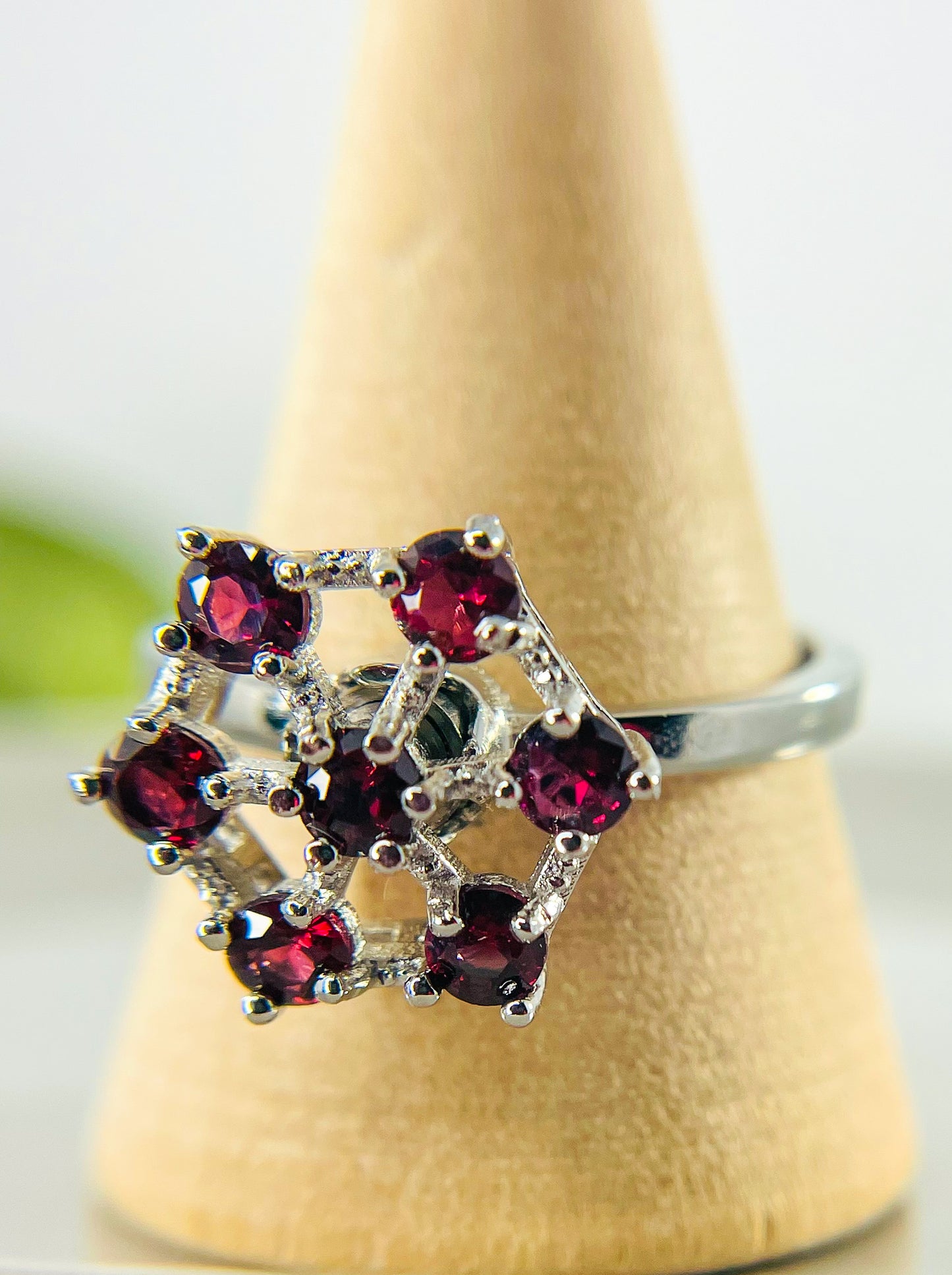 Natural Garnet Crystal Spinner Ring