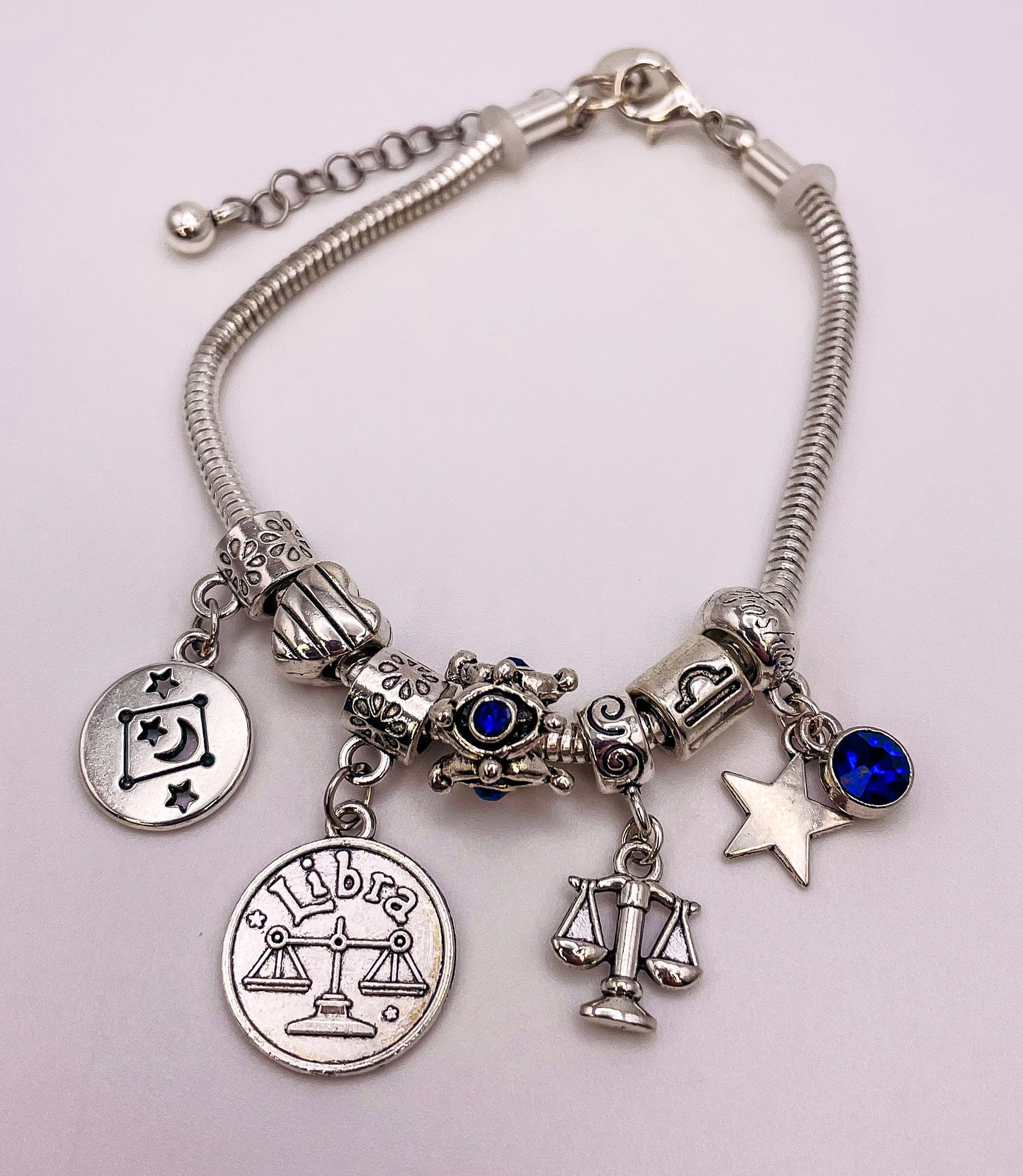 Libra Sterling Silver Snake Charm Zodiac Bracelet