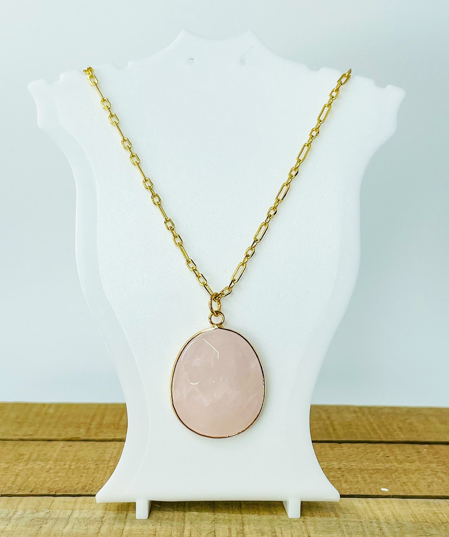 Rose Quartz Crystal Pendant Necklace