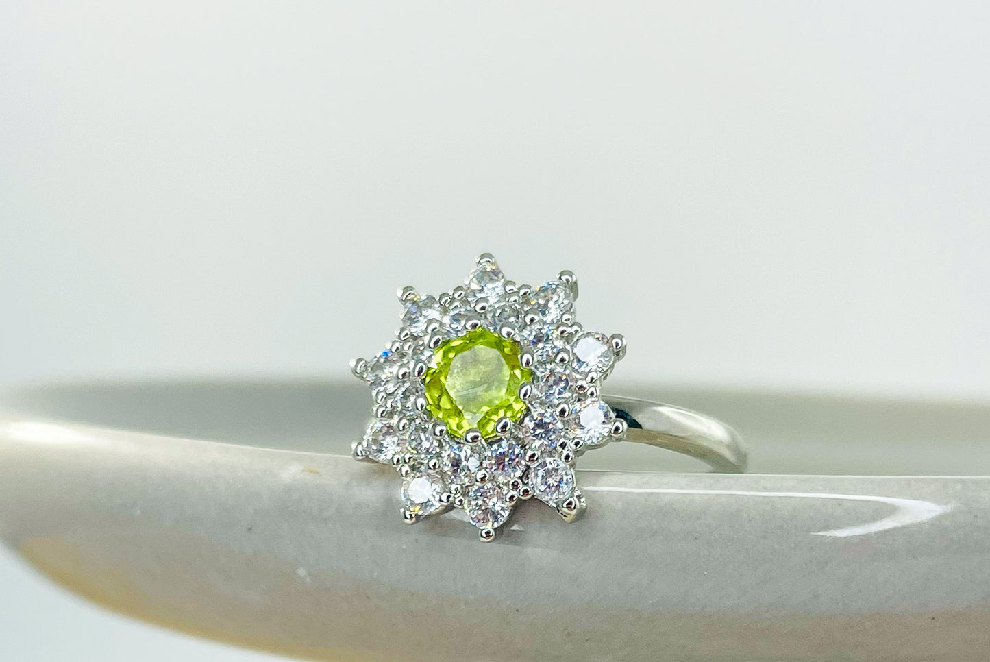 Natural Gemstone Flower Spinner .925 Sterling Silver Ring