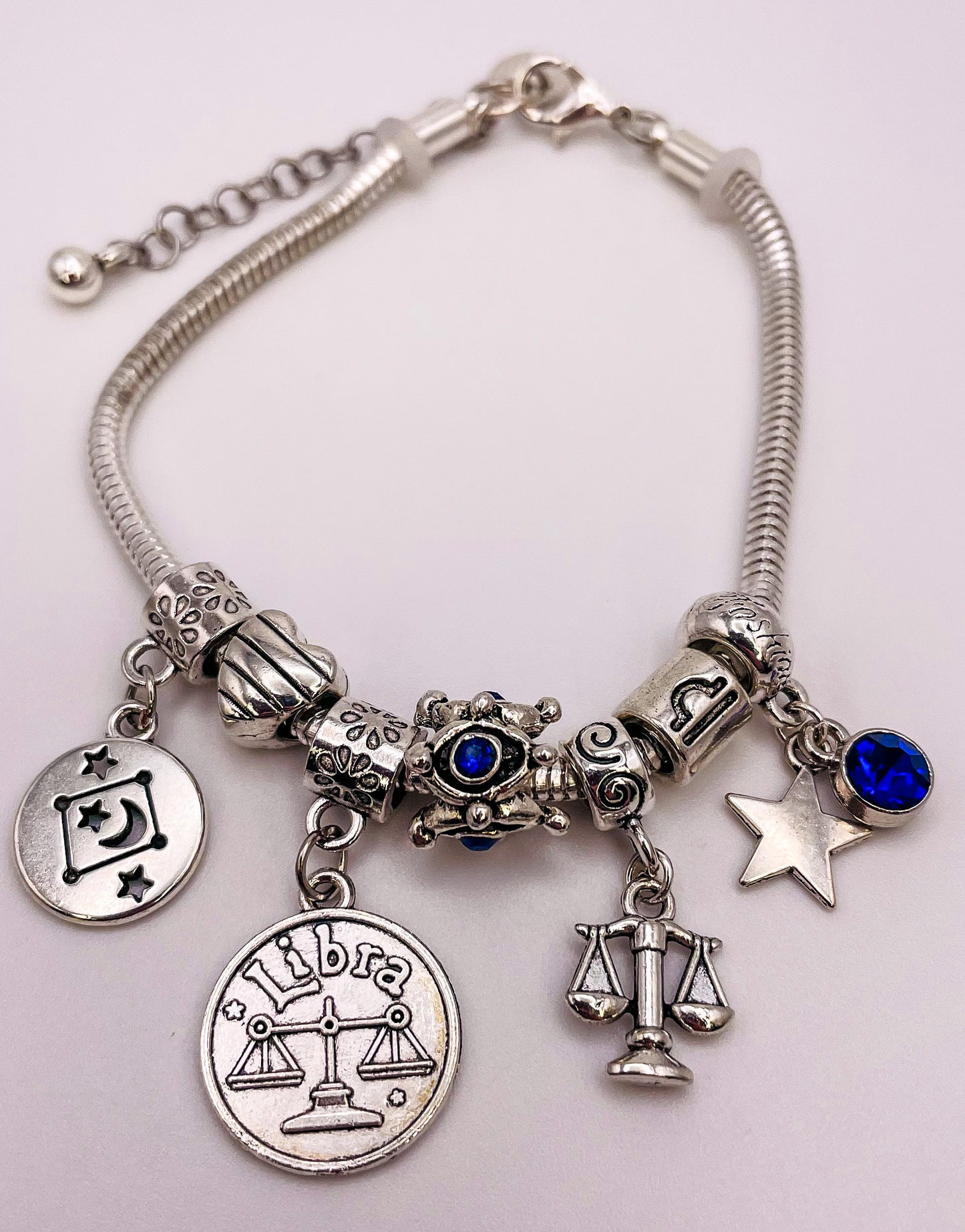 Libra Sterling Silver Snake Charm Zodiac Bracelet